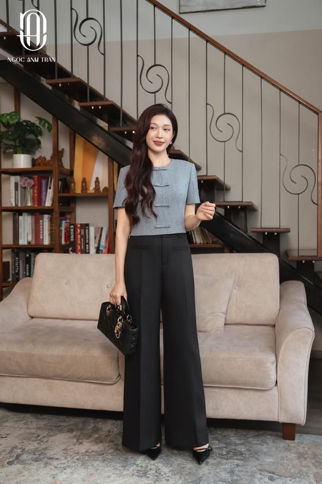 A260 - Áo ghi cổ tròn nơ ngực