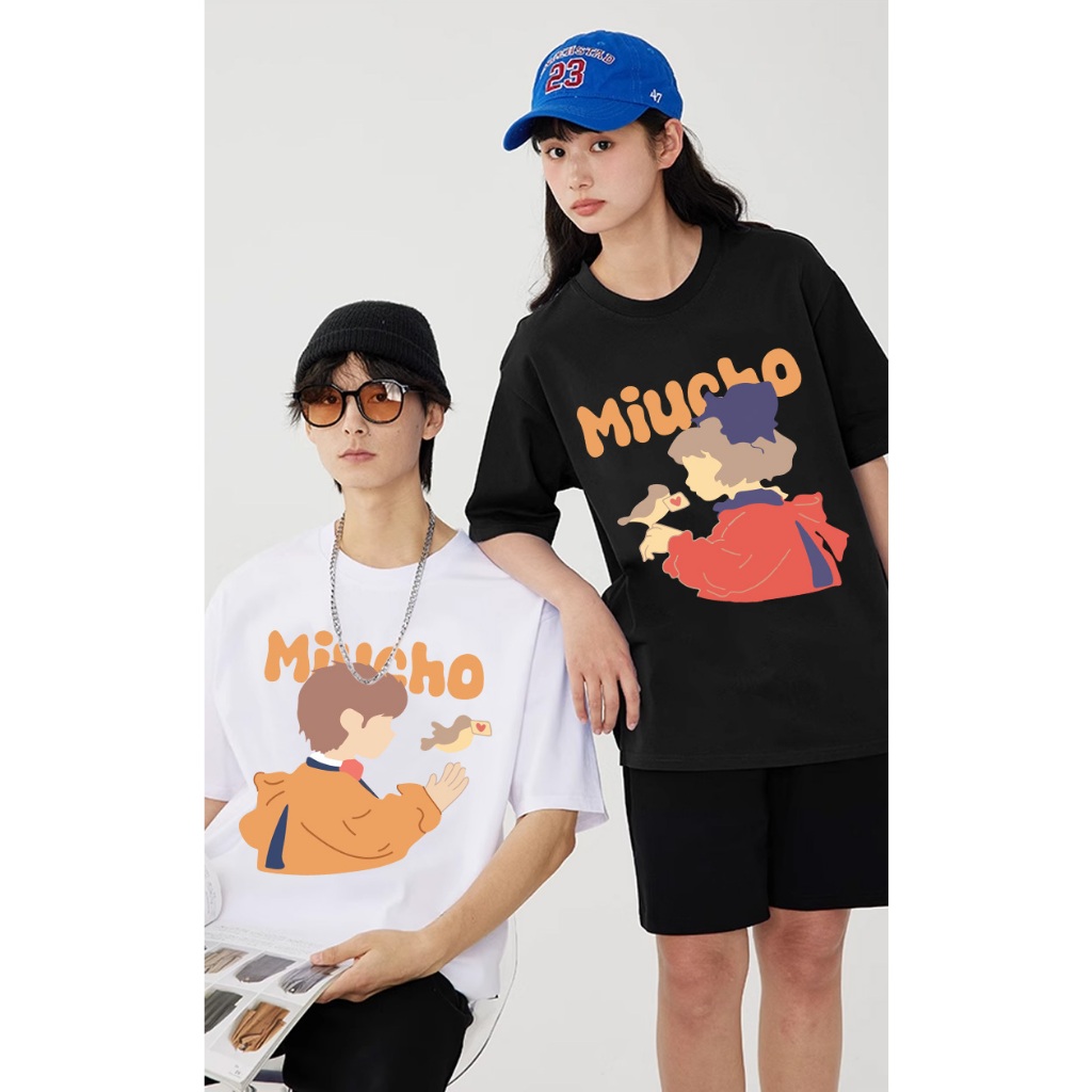 Áo thun couple cute form rộng unisex đủ size ATD1057 Miucho tay lỡ cổ tròn in mix_thumbnail_2