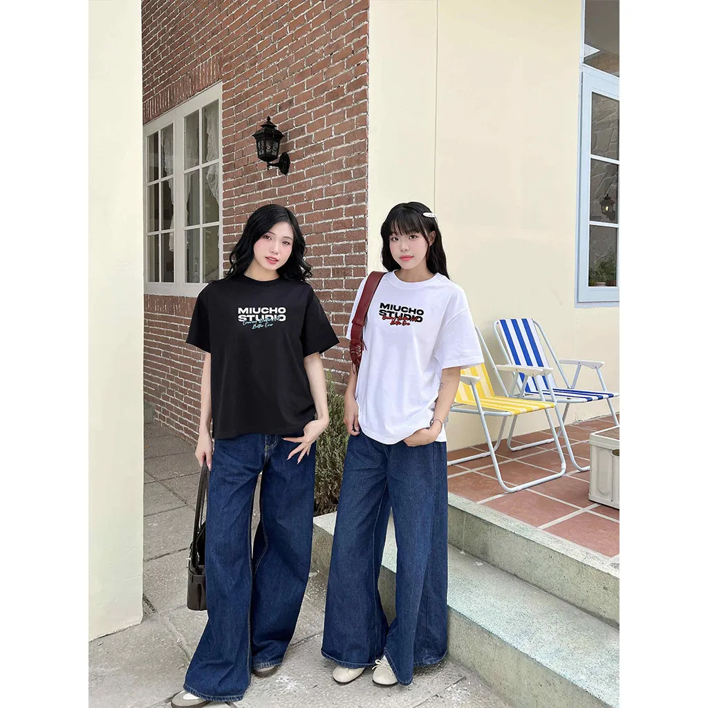 Áo thun boxy unisex chữ basic Miucho 3054_thumbnail_4