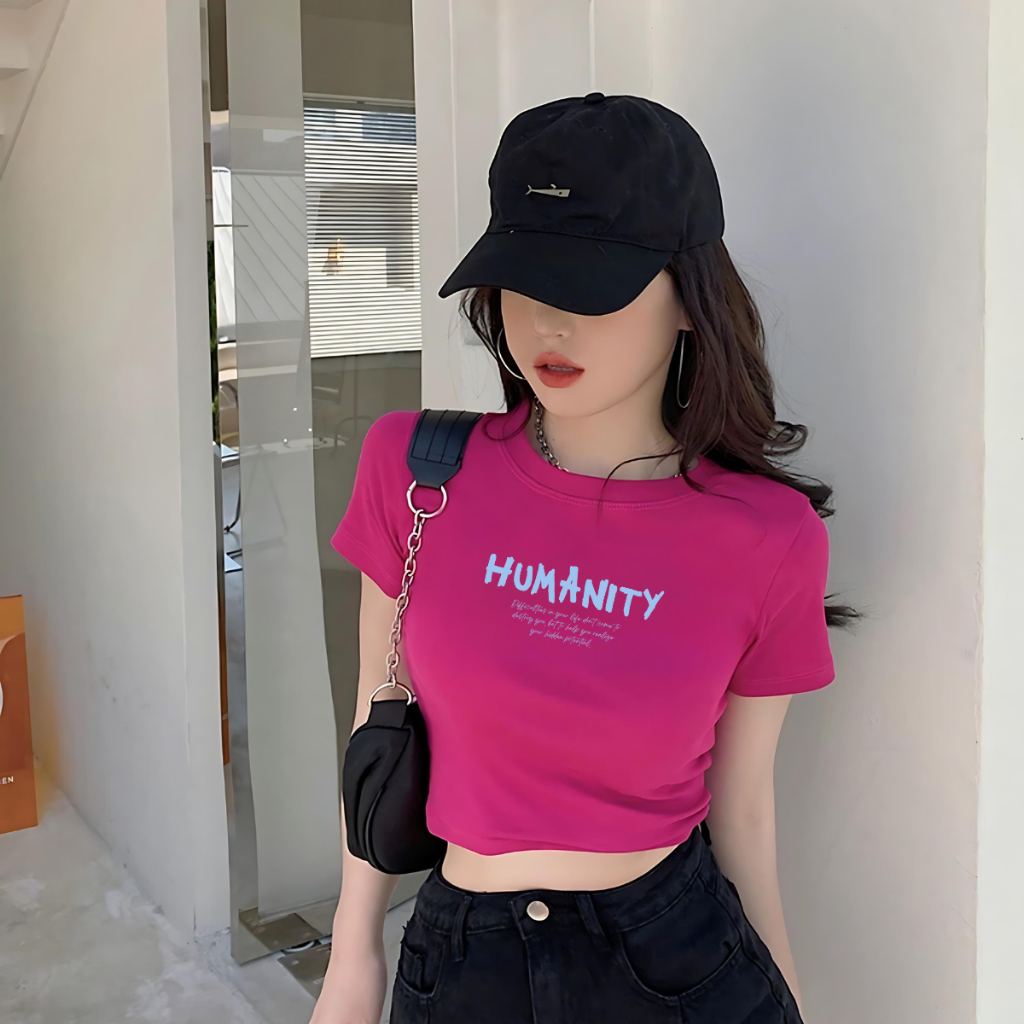 Áo croptop nữ LOZA 'Humanity' form ôm - Áo thun croptop nữ LOZA CR7551_thumbnail_2
