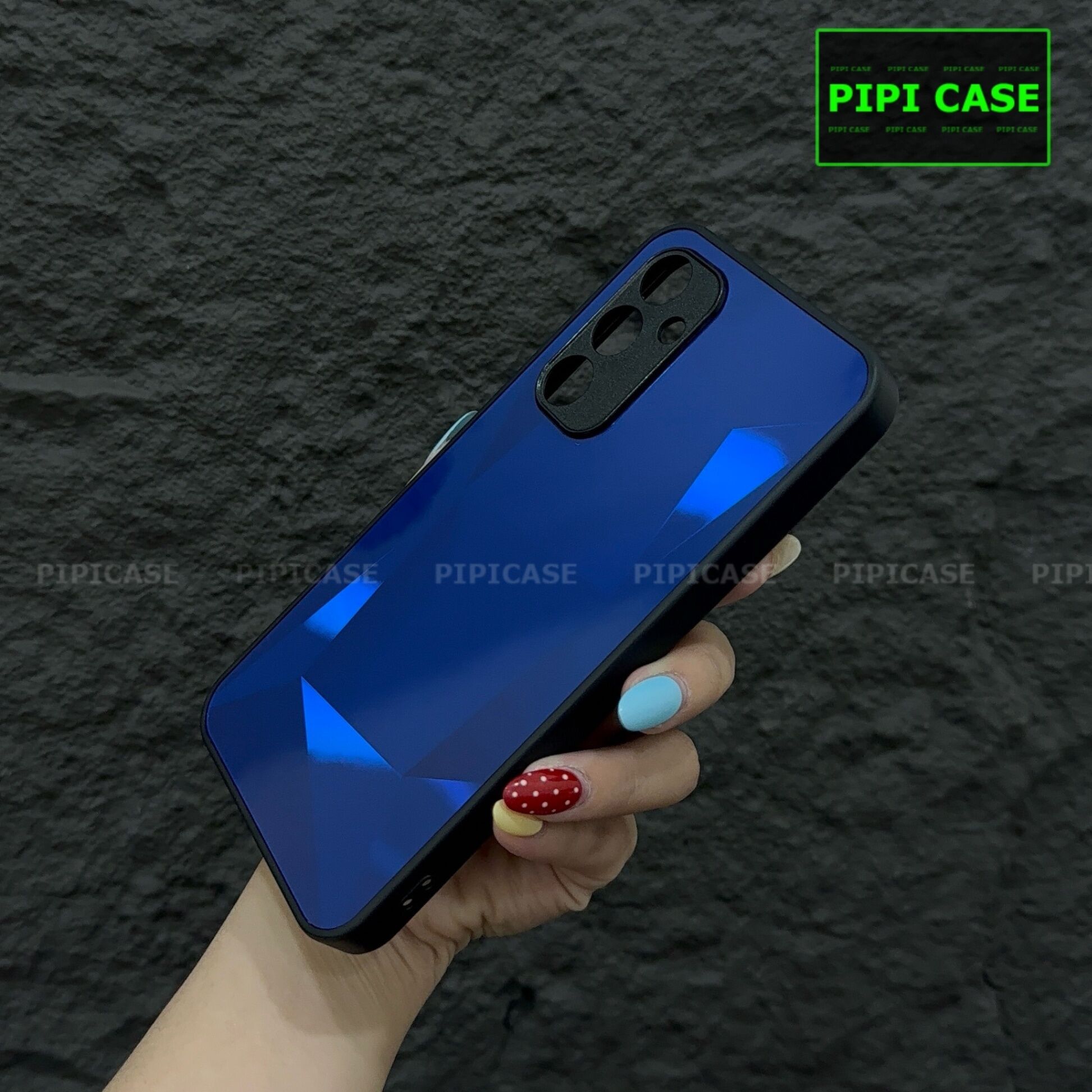 Ốp Lưng Samsung A54 - Kim Cương 6D - Xanh Dương