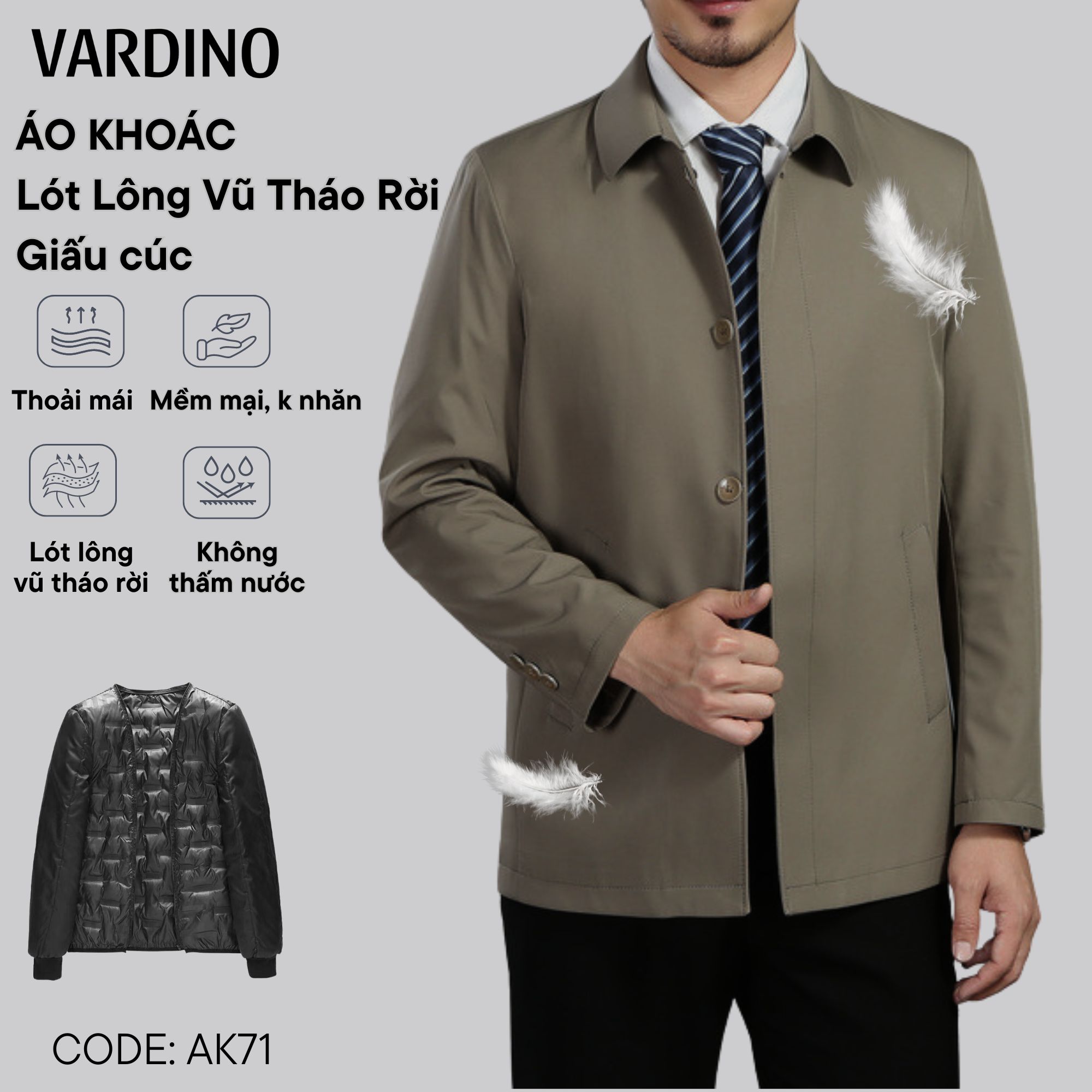 Áo khoác lông vũ tháo rời Vardino AK71_thumbnail_1