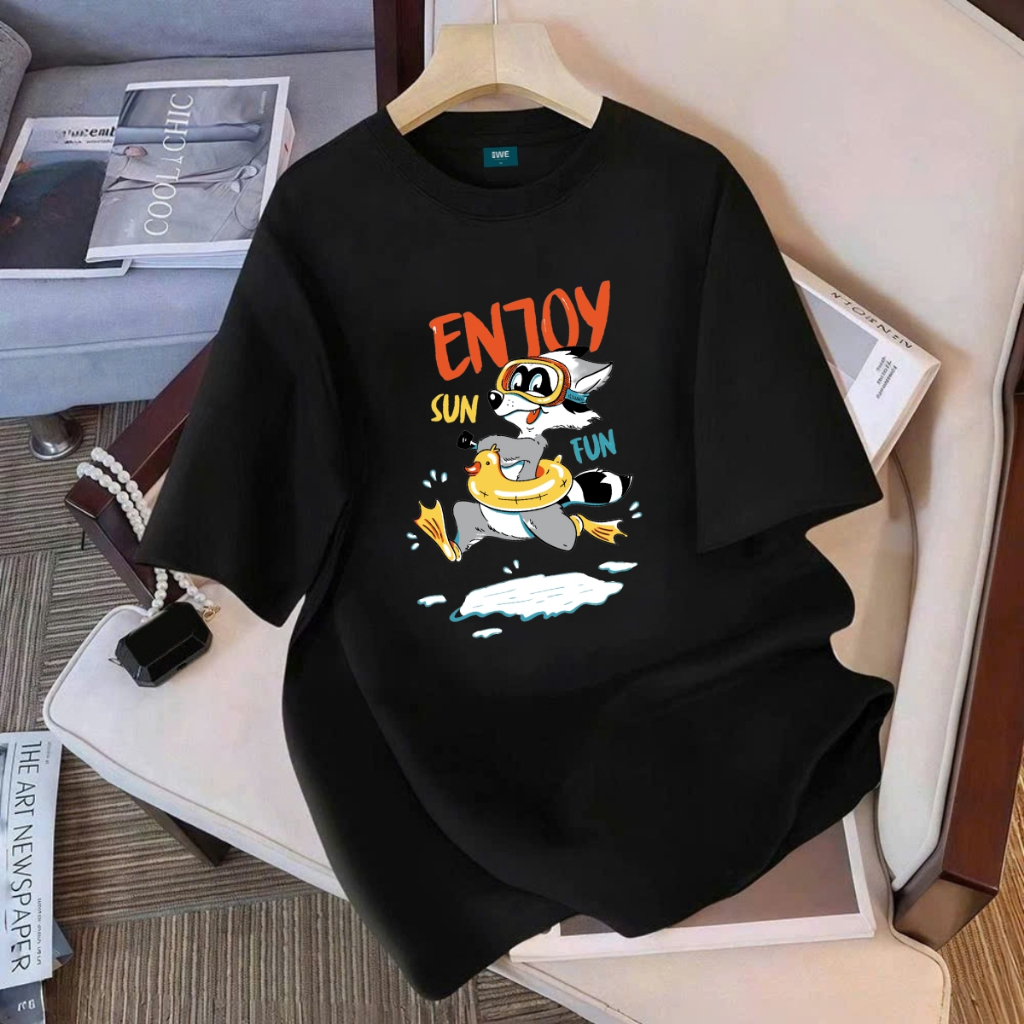 Áo thun unisex UX30-1184 ENJOY cáo đeo phao vịt dáng oversized local brand WETEE_thumbnail_2