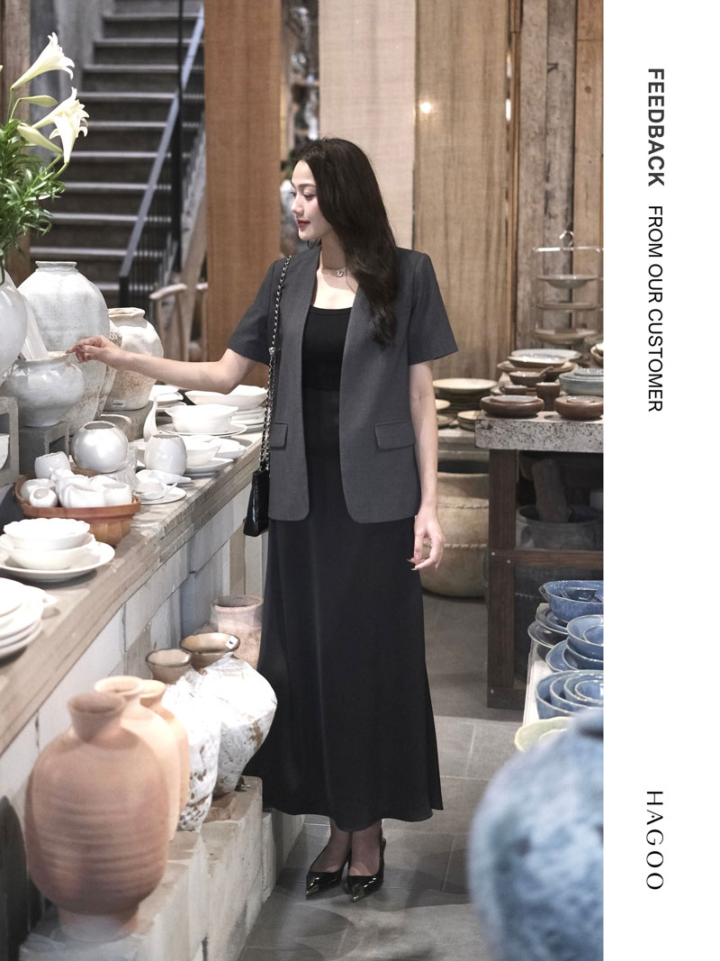 Blazer không ve tay cộc HAGOO