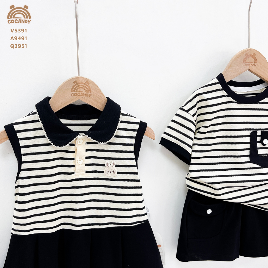 Váy cộc kẻ ĐEN sát nách polo xếp ly_thumbnail_2