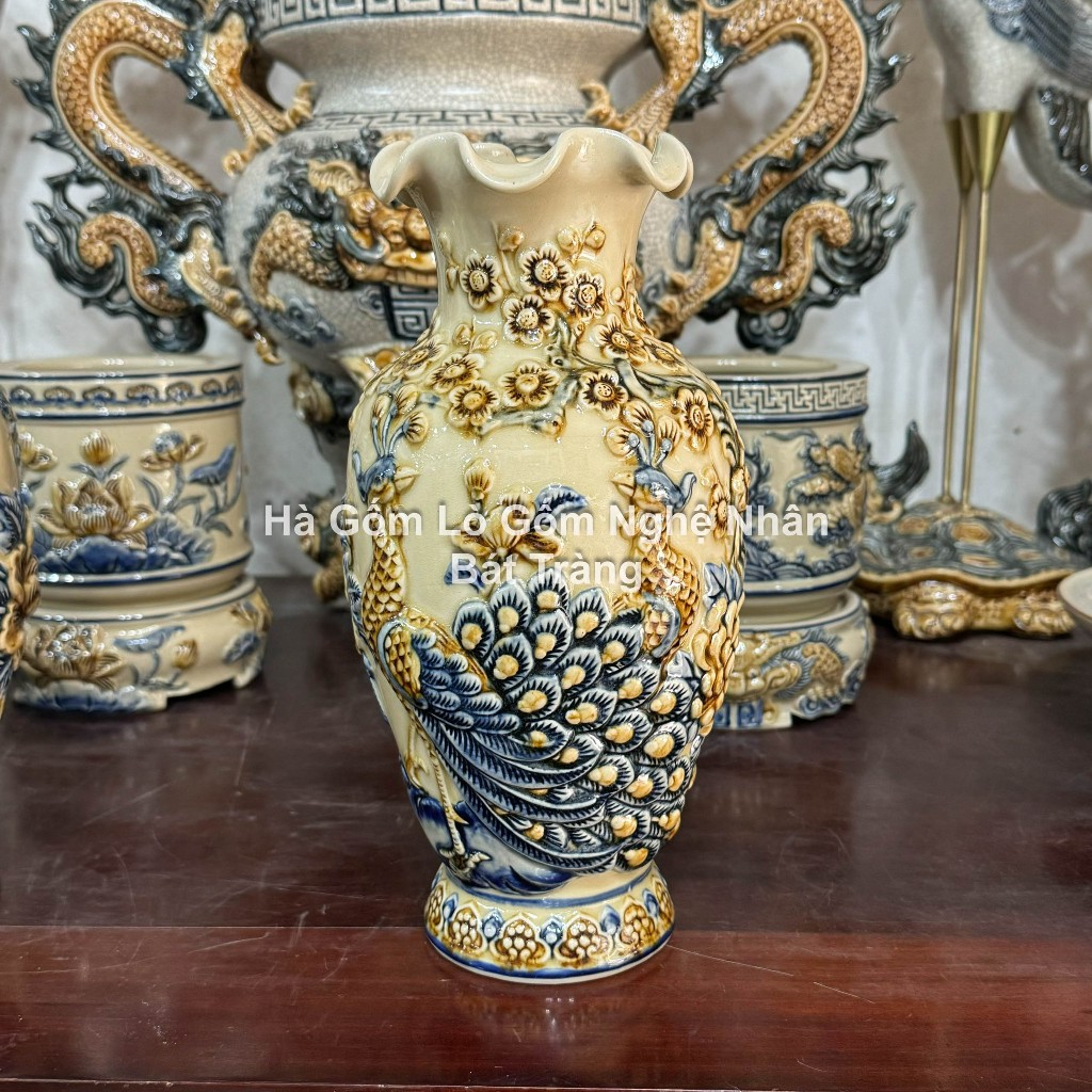 Đồ Thờ Cúng Cao Cấp 80cm - 1m2 Men Hoàng Thổ Đắp Nổi Nghệ Nhân Bát Tràng Chế Tác_thumbnail_14