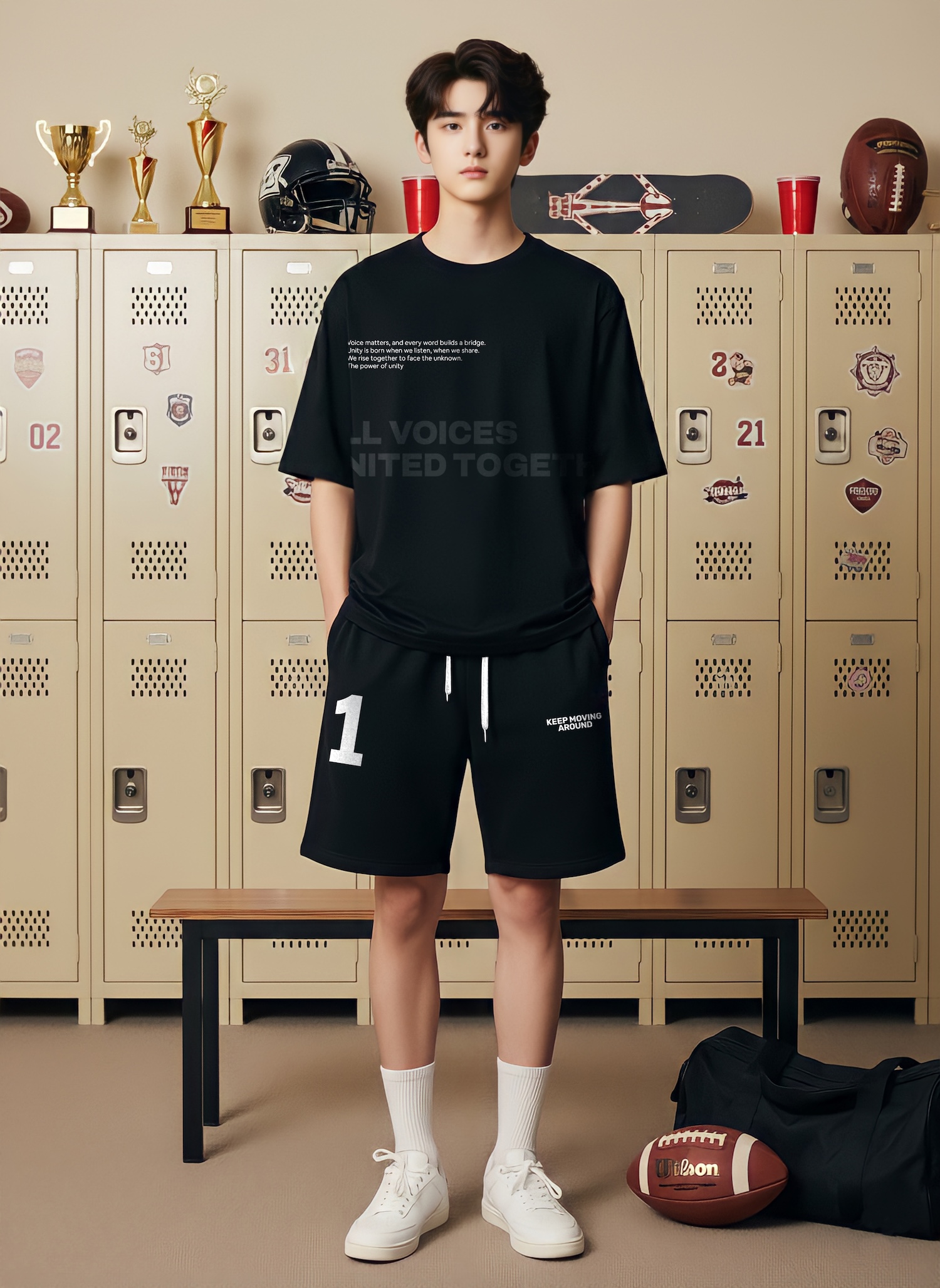 Áp phông bé trai dáng rộng màu đen in hình