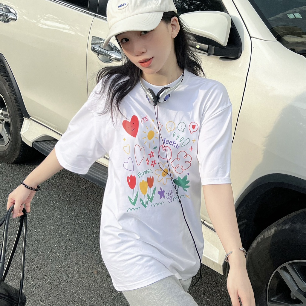 Áo thun trắng tay lỡ form rộng đẹp oversize chất vải cotton mềm mịn AT271 Miucho in graphic_thumbnail_3