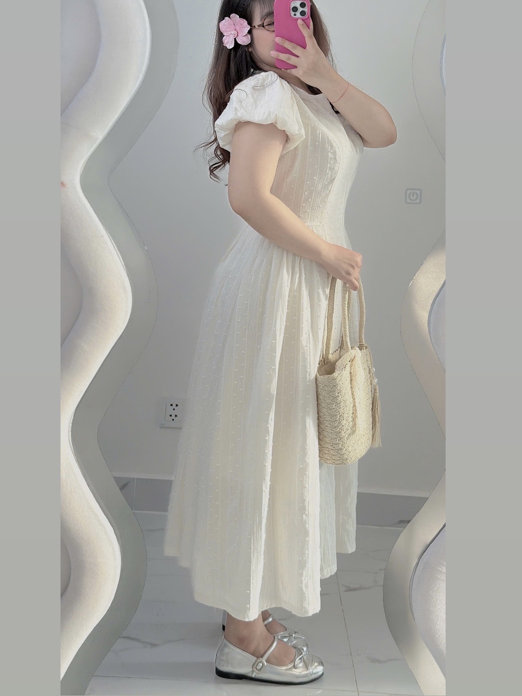 Đầm dáng dài chấm bi kiểu bigsize DA154 dành cho nàng béo mập từ 55-95kg_thumbnail_13