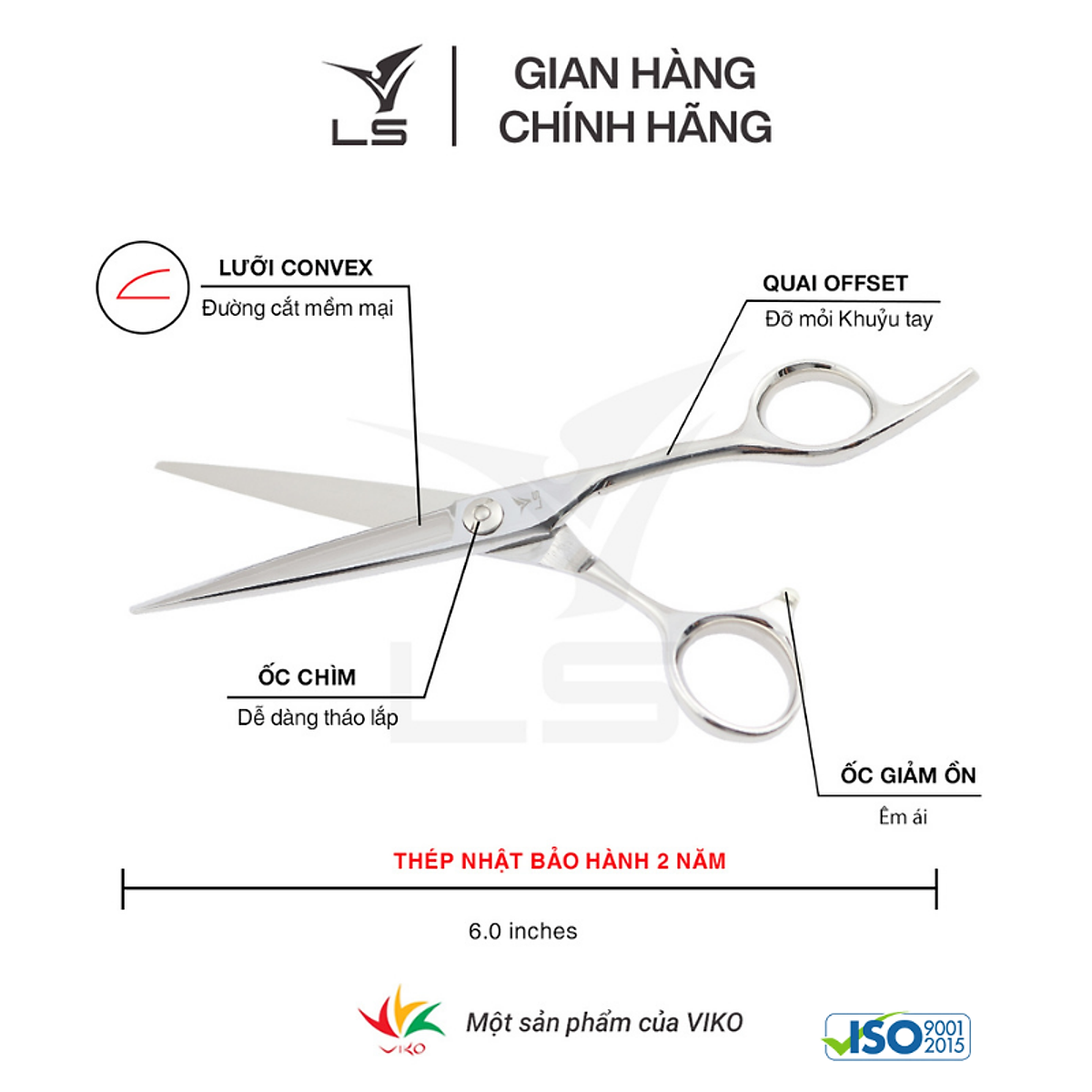 Kéo cắt tóc Viko LS CB13/6.0 bảo hành 2 năm_thumbnail_10