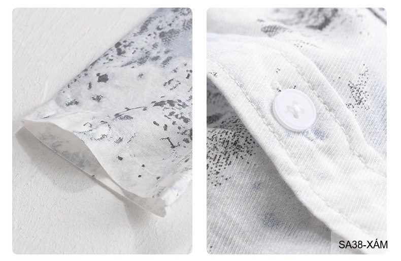 SA38 - Áo sơ mi nam tay ngắn họa tiết loang màu xanh lá và xám, phong cách trẻ trung mùa hè_thumbnail_22