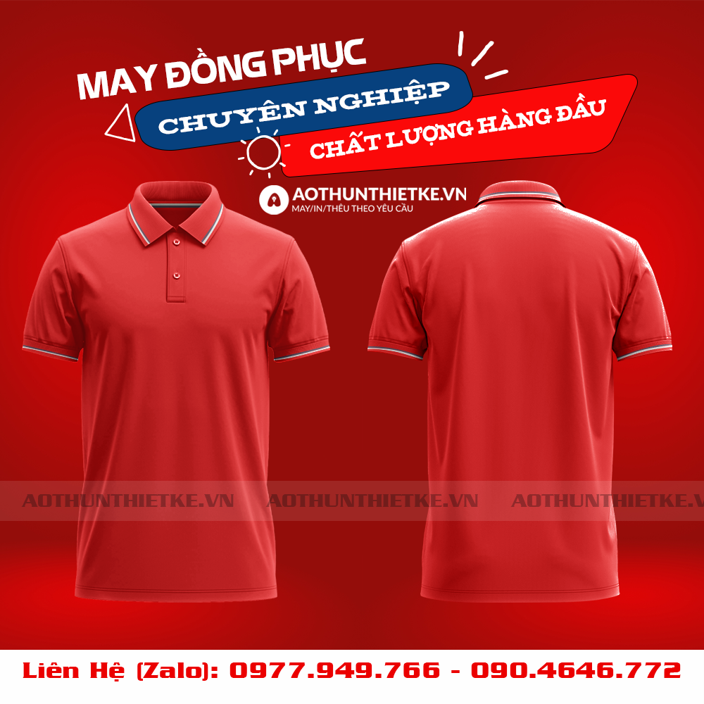 Áo Đồng Phục Polo 3 Sọc Đỏ Tươi_thumbnail_0
