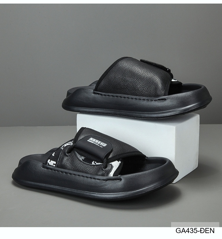 GA435 - Dép nam đế dày thời trang, chất liệu da bò mềm, màu xanh lá và đen_thumbnail_15