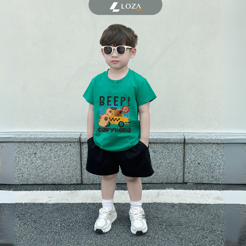 Bộ đồ cộc bé trai in hình Capybara lái xe - Loza Kids SB241_thumbnail_3
