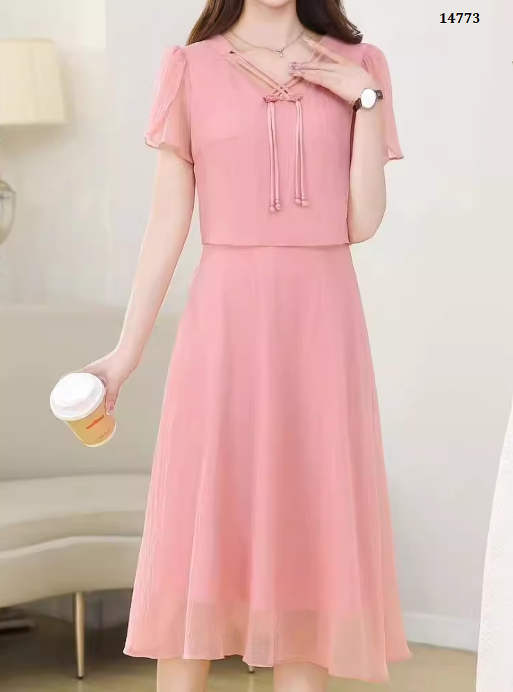 14773-Đầm voan   giả kiểu rời cổ kết nút tàu  dây chéo cách điệu ( voan,lót)_thumbnail_1