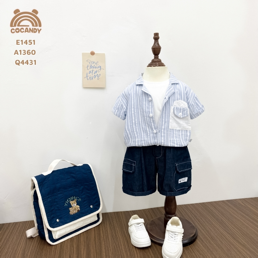 Áo cộc sơ mi kẻ XANH NHẠT túi ốp trắng_thumbnail_2