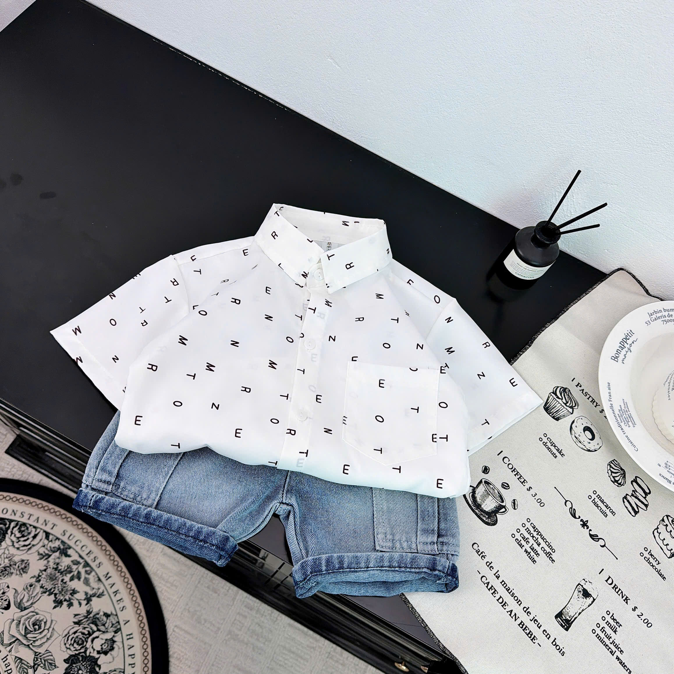 B15 BỘ SƠ MI QUẦN BÒ CỘC CHỮ- A108.317