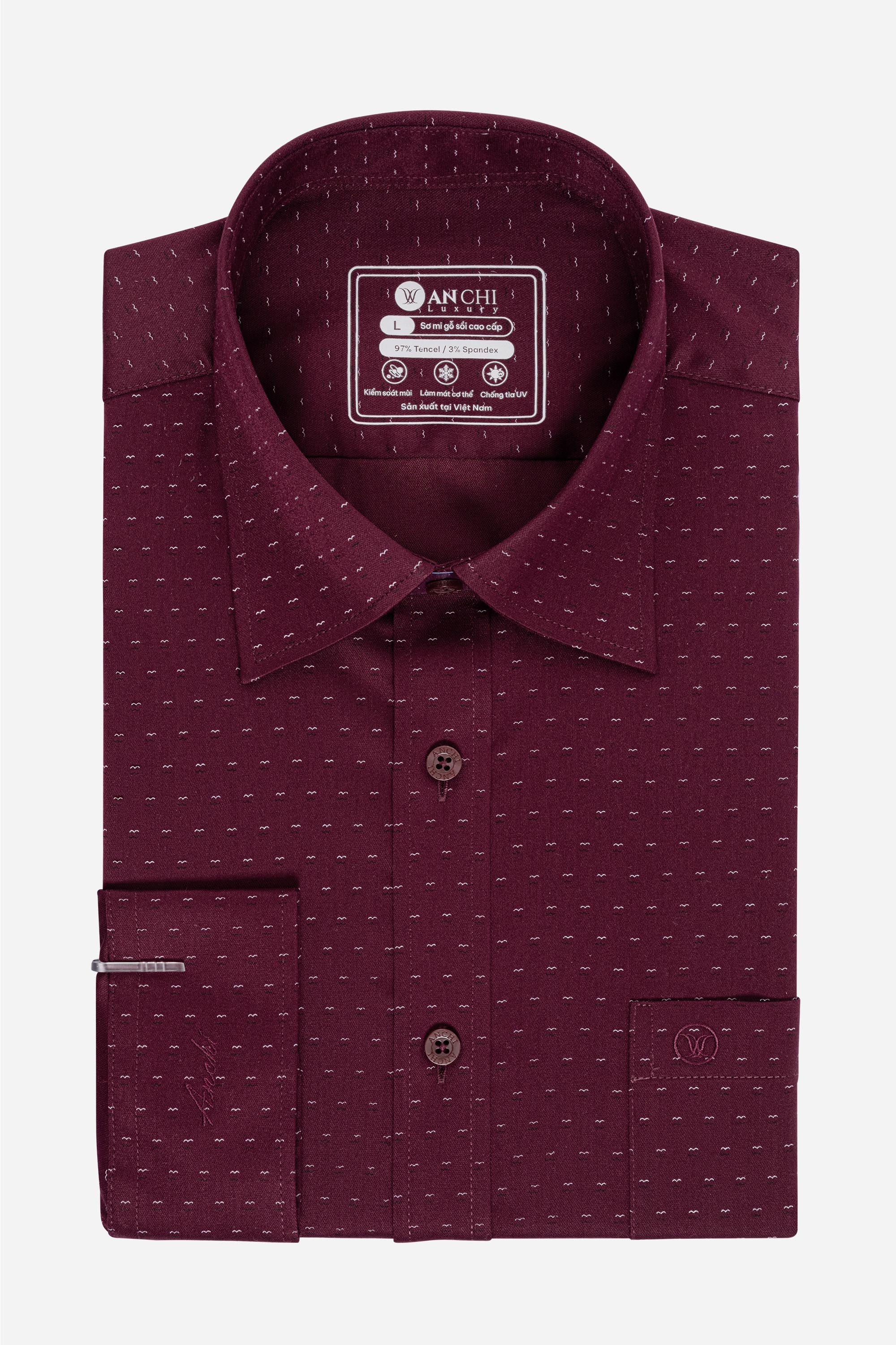 Sơ Mi Dài Tay Họa Tiết Nam Trung Niên ANCHI Chất Liệu Sợi Sồi Cao Cấp