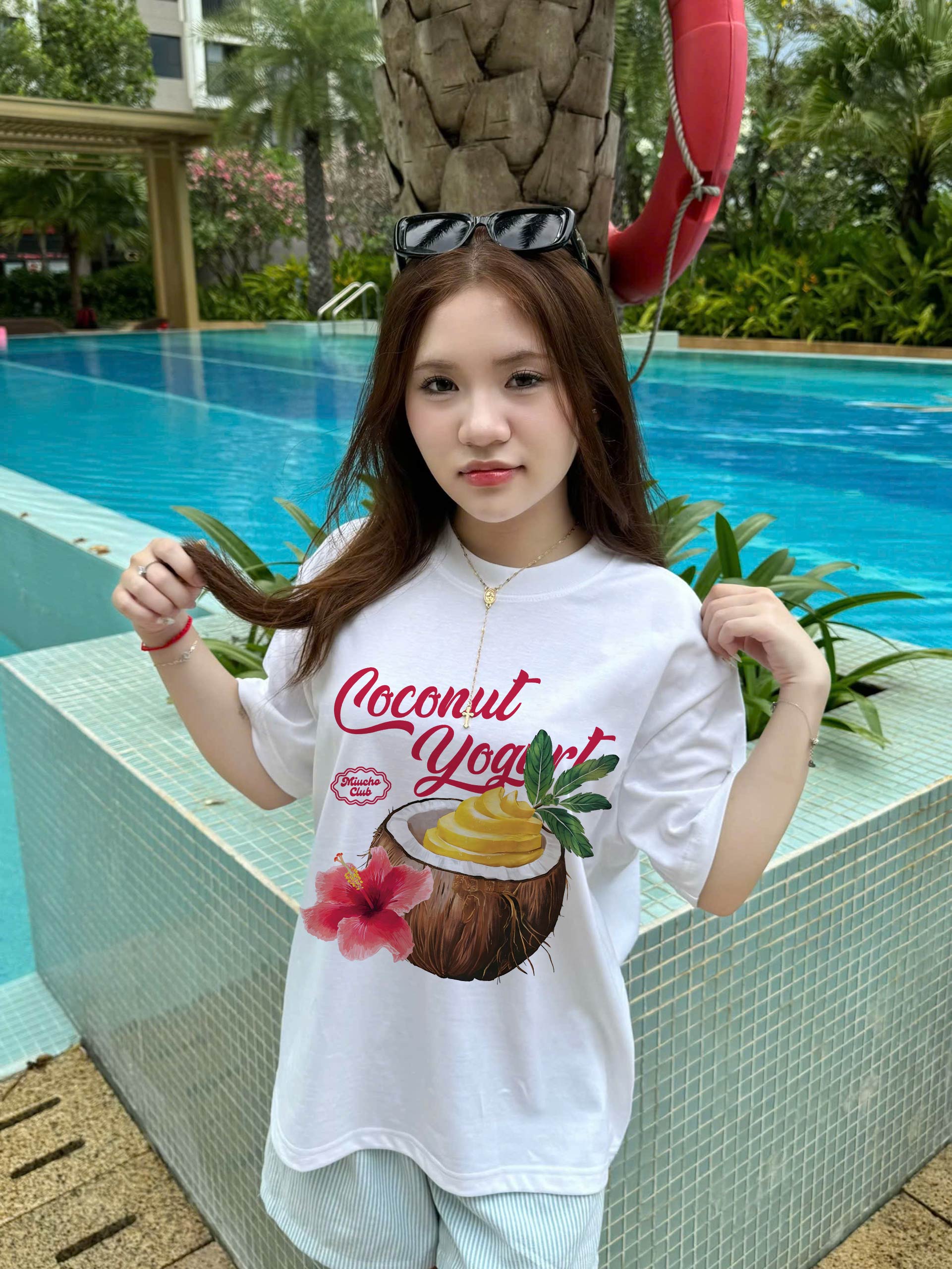 Áo thun boxy hè biển 2251 Miucho cổ tròn vải cotton 2c 250gsm đứng form in mix_thumbnail_5