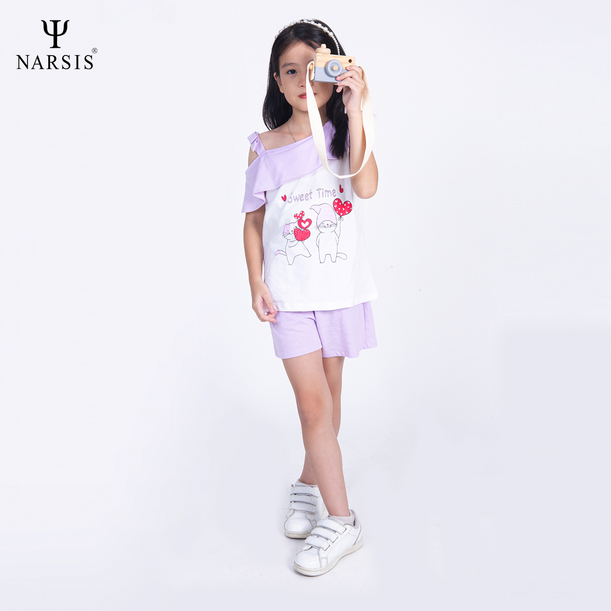 BỘ HÈ BÉ GÁI KM1011 NARSIS CHẤT LIỆU THOÁNG MÁT, DỄ CHỊU, THOẢI MÁI CẢ NGÀY, DỄ VẬN ĐỘNG