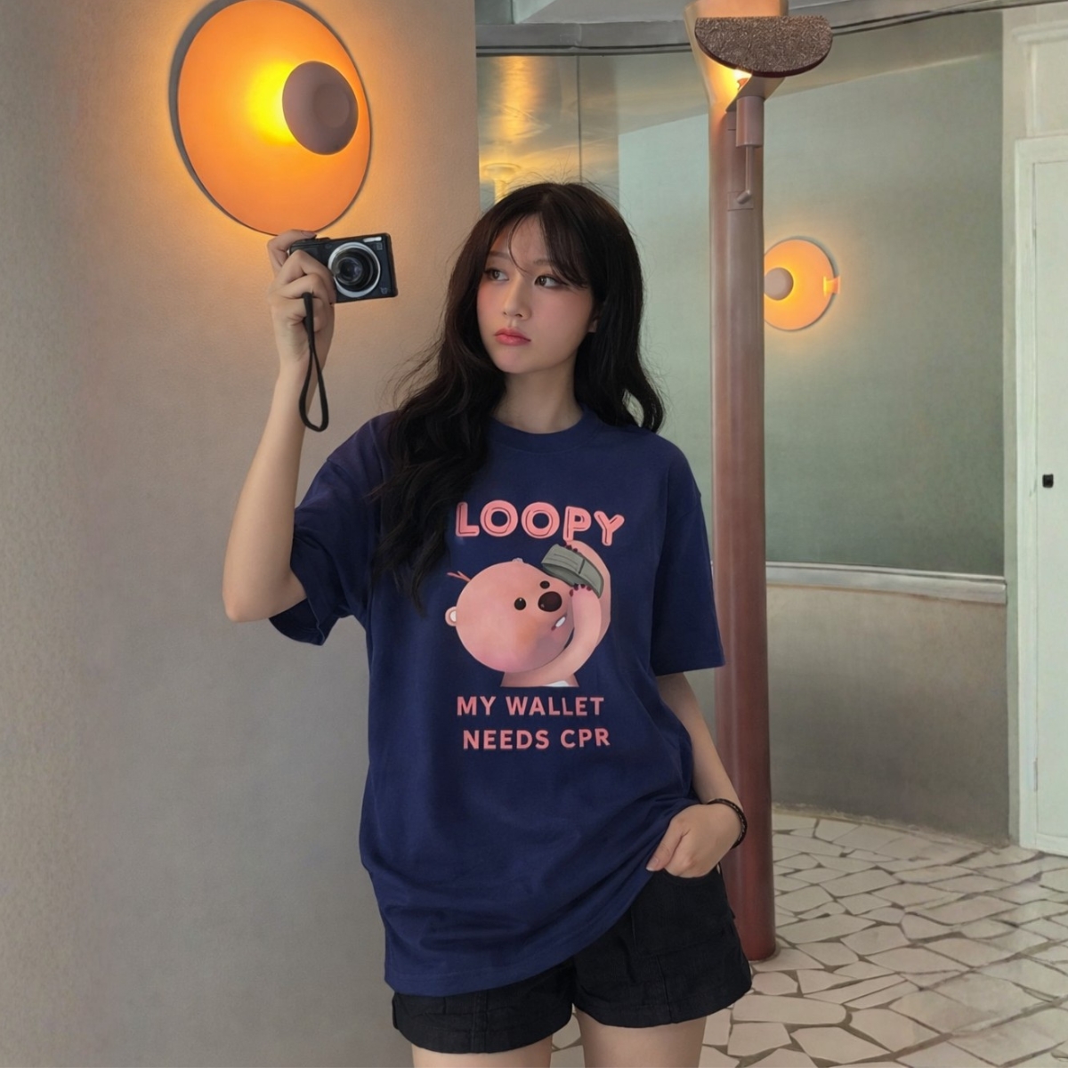 Áo thun unisex UX30-1131 hình LOOPY hồng dáng oversized local brand WETEE