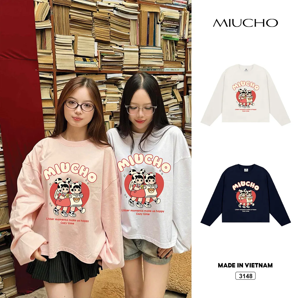 Áo thun nữ boxy tay dài Streetwear Miucho 3148
