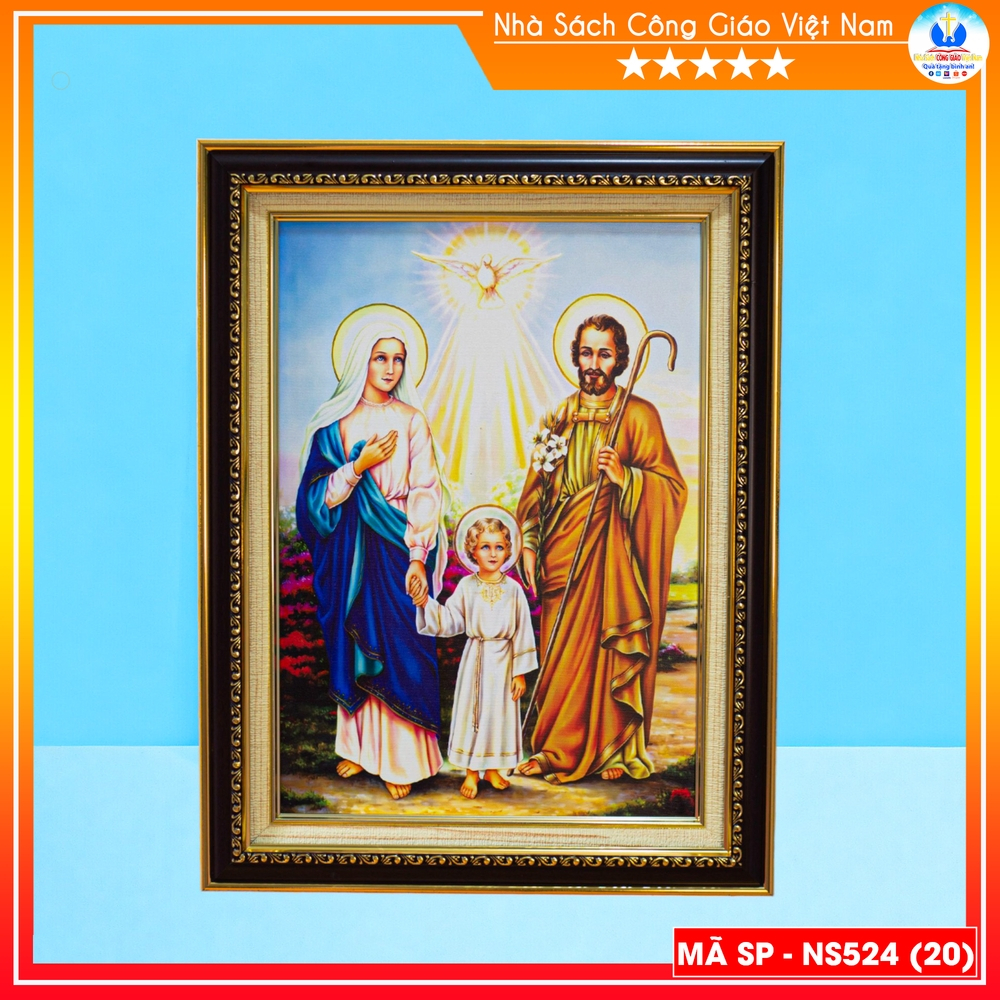 Tranh Canvas cao cấp Gia Đình Thánh Gia mẫu 10 - Quà tặng Công Giáo - In hình theo yêu cầu - NS524-10_thumbnail_0