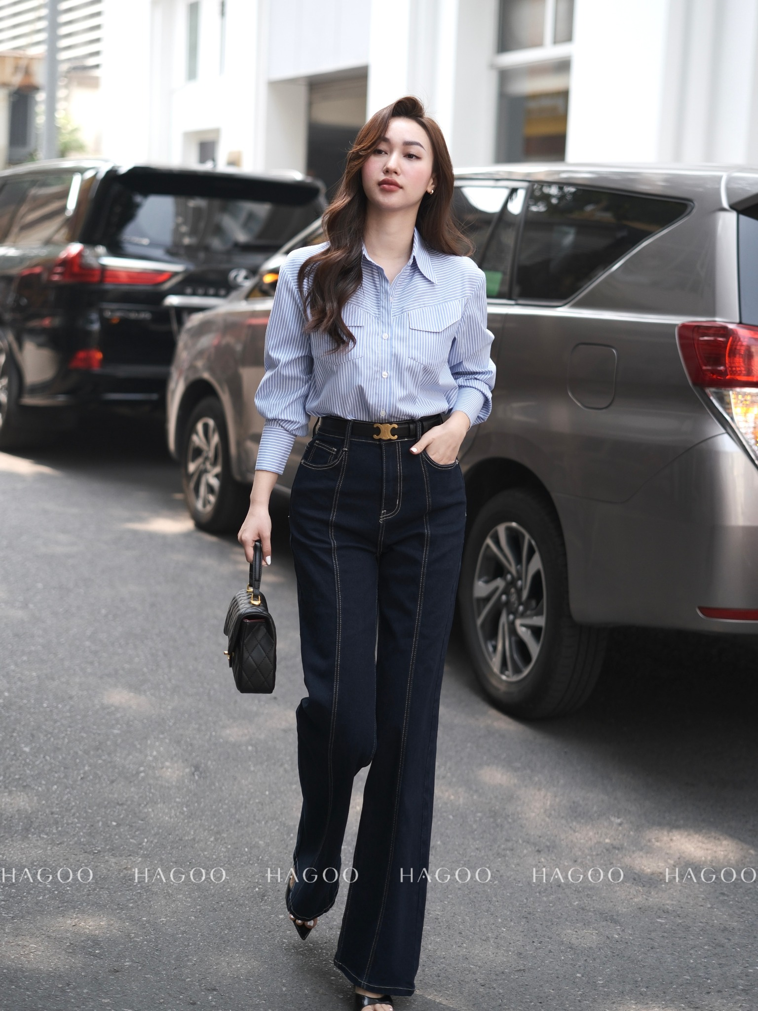 Quần jeans dáng đứng HAGOO