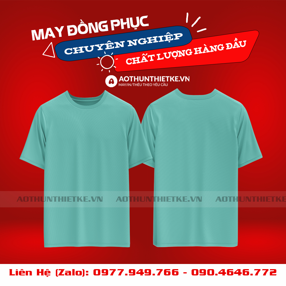 Áo Đồng Phục Cổ Tròn Xanh Ngọc