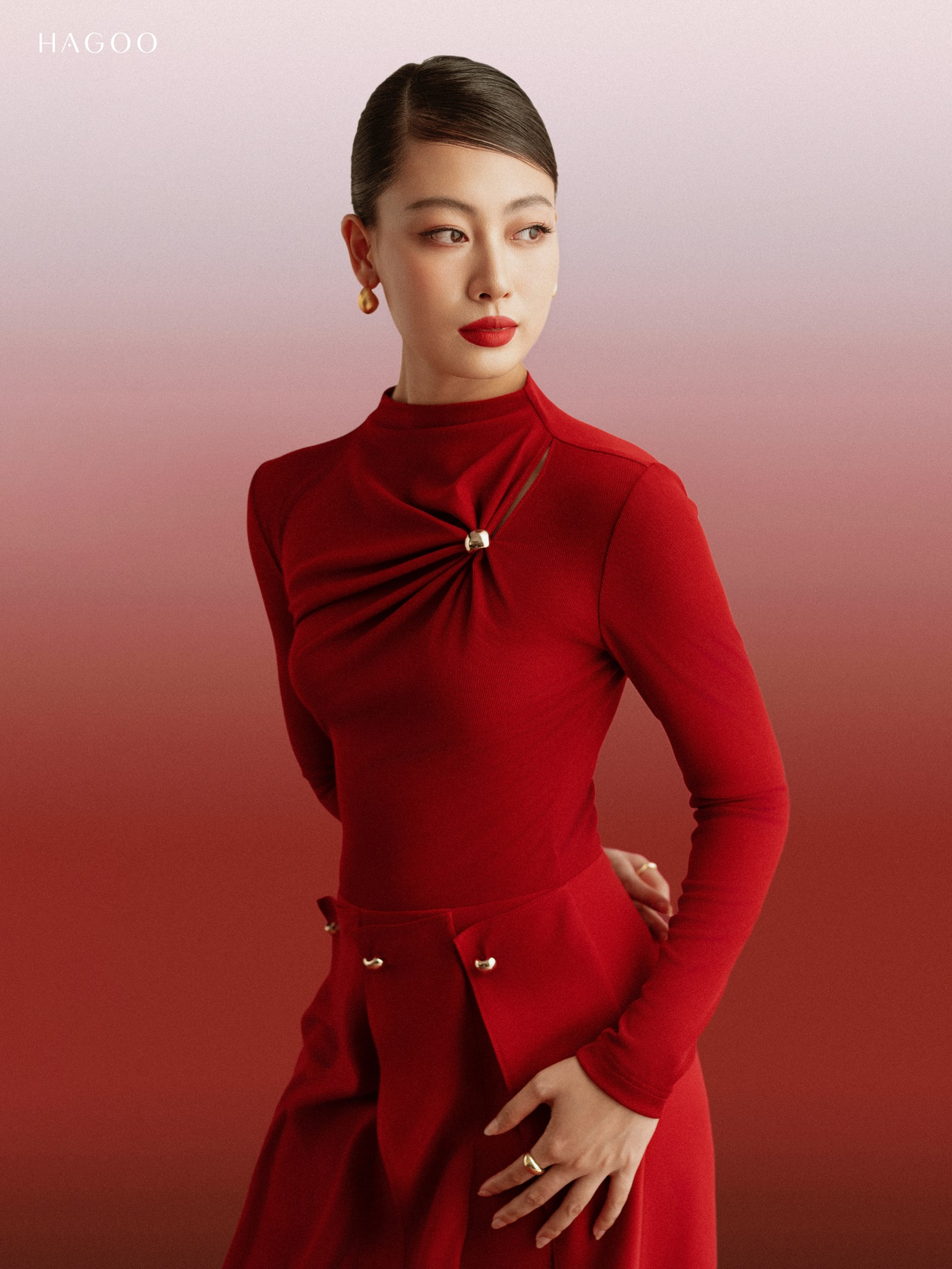 Váy xoè nhiều mảnh khuy đồng HAGOO_thumbnail_3