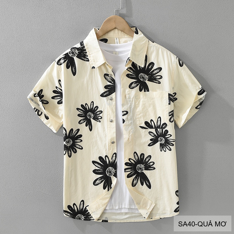 SA40 - Áo sơ mi nam tay ngắn họa tiết hoa cúc, phong cách Hàn Quốc, chất cotton thoáng mát_thumbnail_15