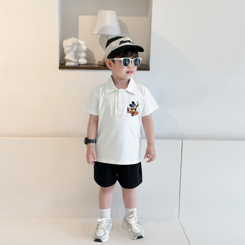 Áo polo bé trai nhiều màu hình Mickey chất thun cotton 4 chiều - Áo phông trẻ em cổ bẻ LOZA G0424_thumbnail_9