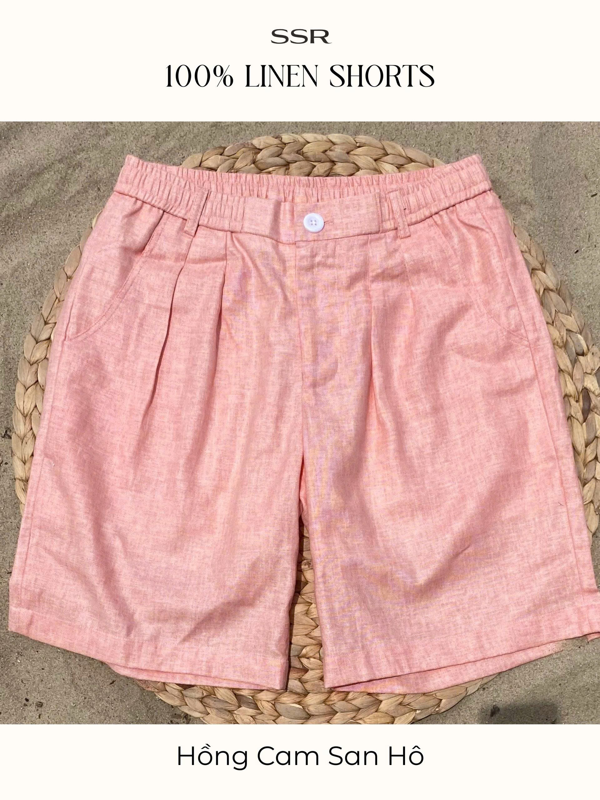 Quần short 100% linen ống rộng