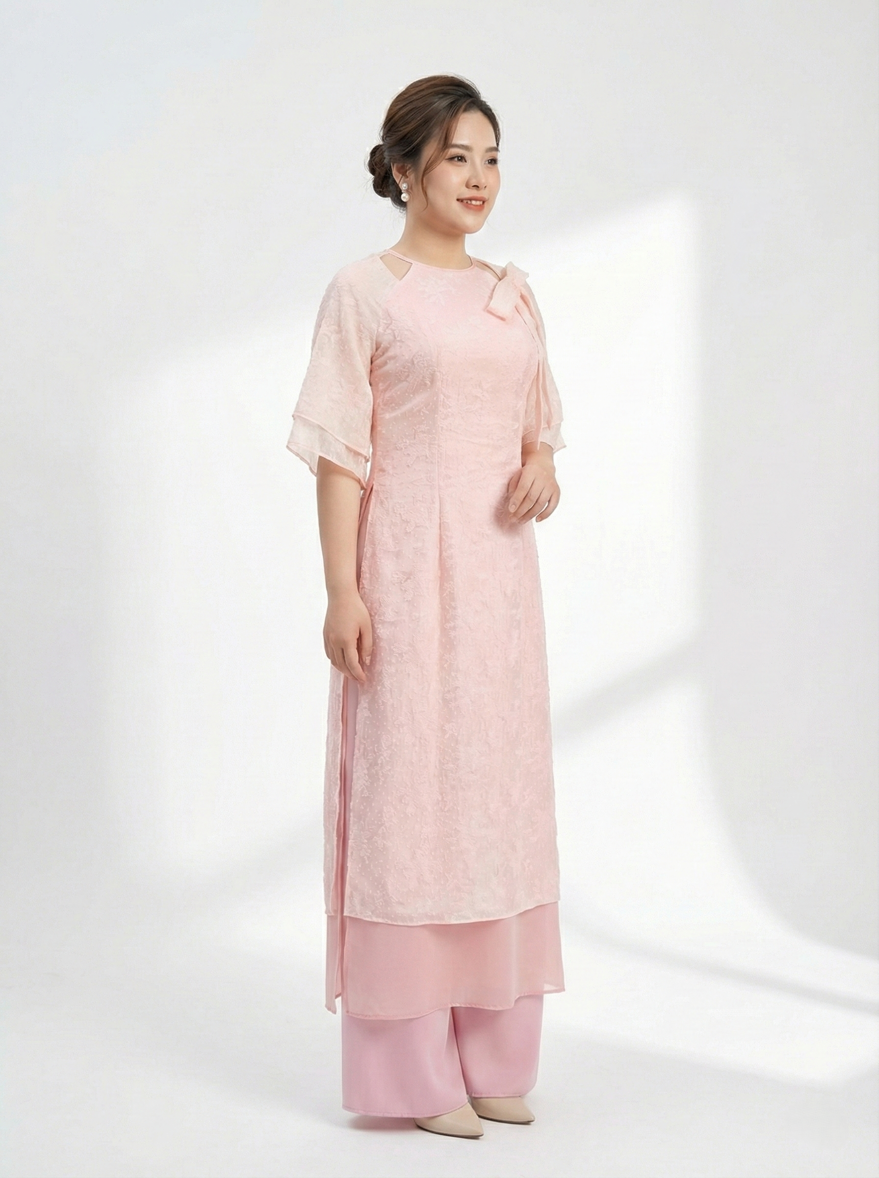 BIGSIZE NỮ - Áo dài kiểu voan phối nơ V-AD023_thumbnail_2