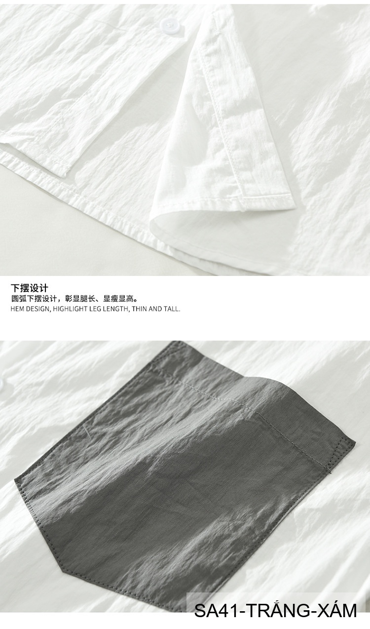 SA41 - Áo sơ mi nam tay ngắn phối màu phong cách Hàn Quốc, chất cotton thoáng mát_thumbnail_9