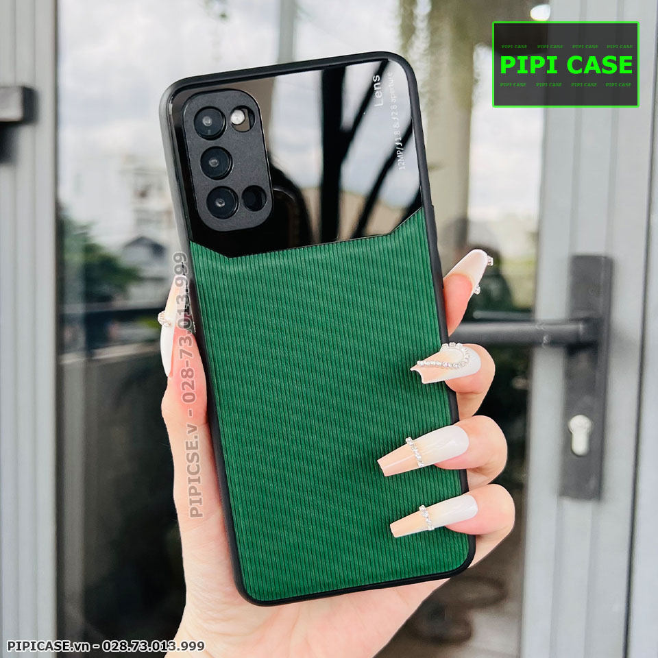 Ốp Lưng Oppo Reno 4 - Lens Sọc - Xanh Rêu