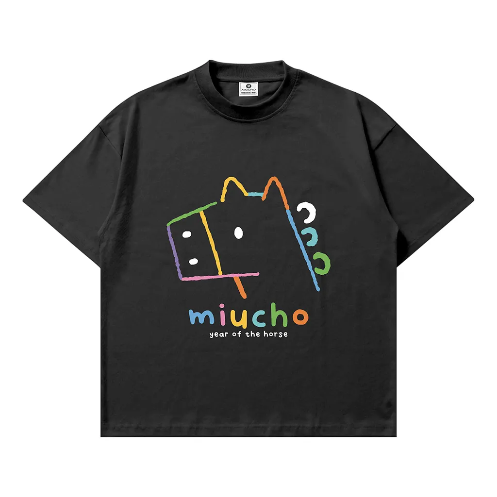 Áo thun nam nữ form boxy Miucho vải dày dặn thoáng mát hình ngựa hoạt hình in mix 2899_thumbnail_12