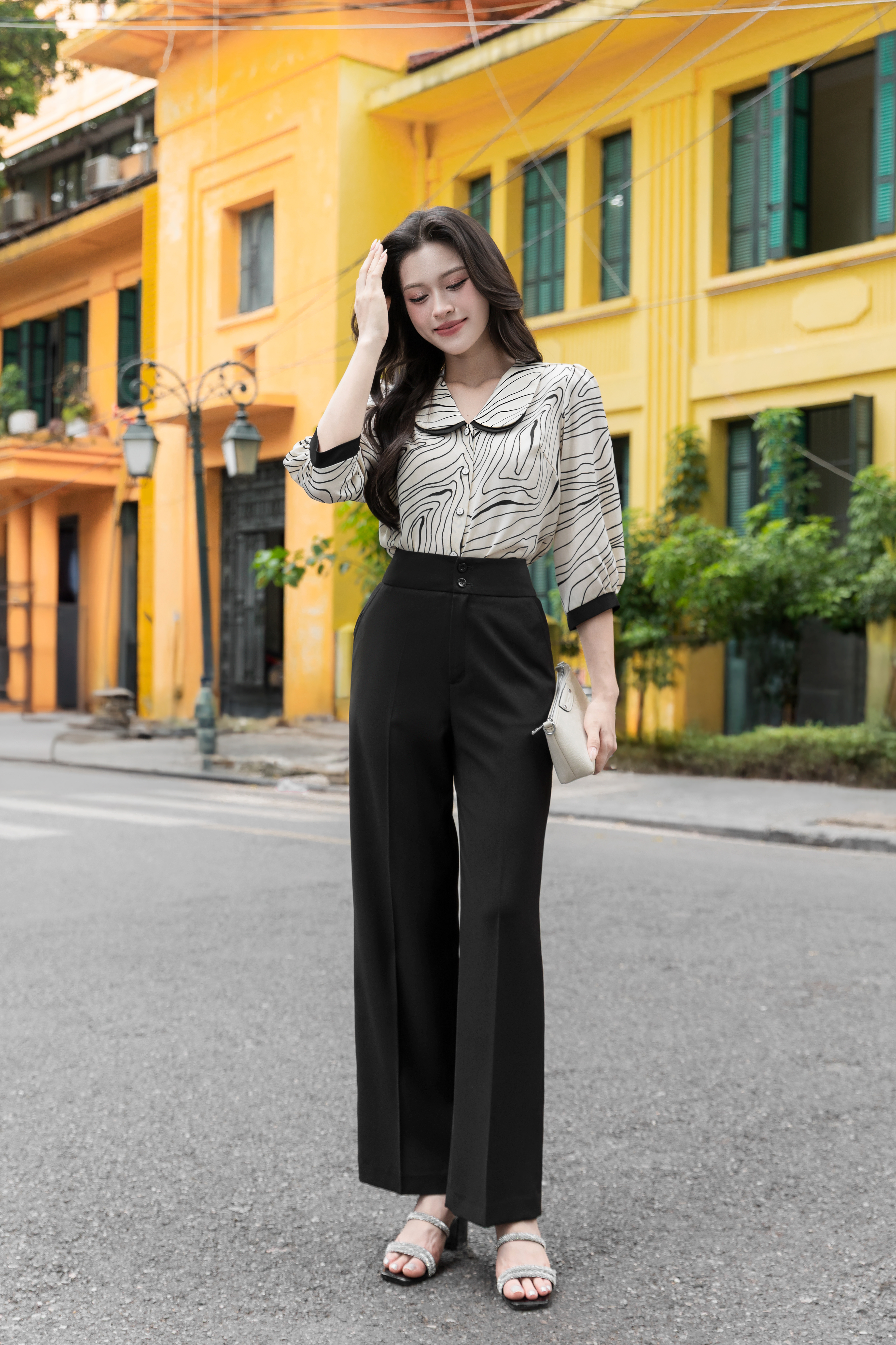 Áo sơ mi họa tiết sóng A4197