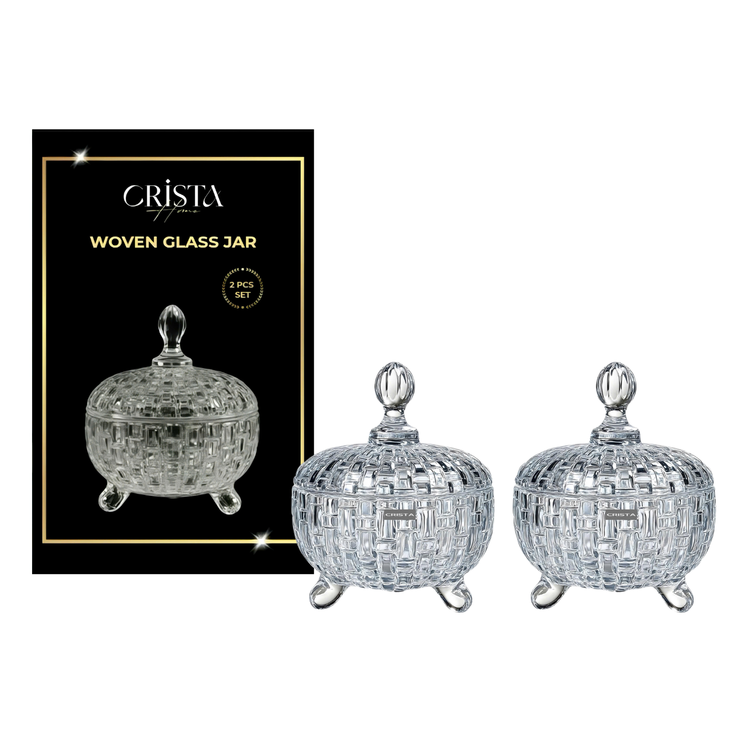 Bộ 2 hũ mứt 3 chân CRISTA HOME vân caro Size 18cm_thumbnail_5