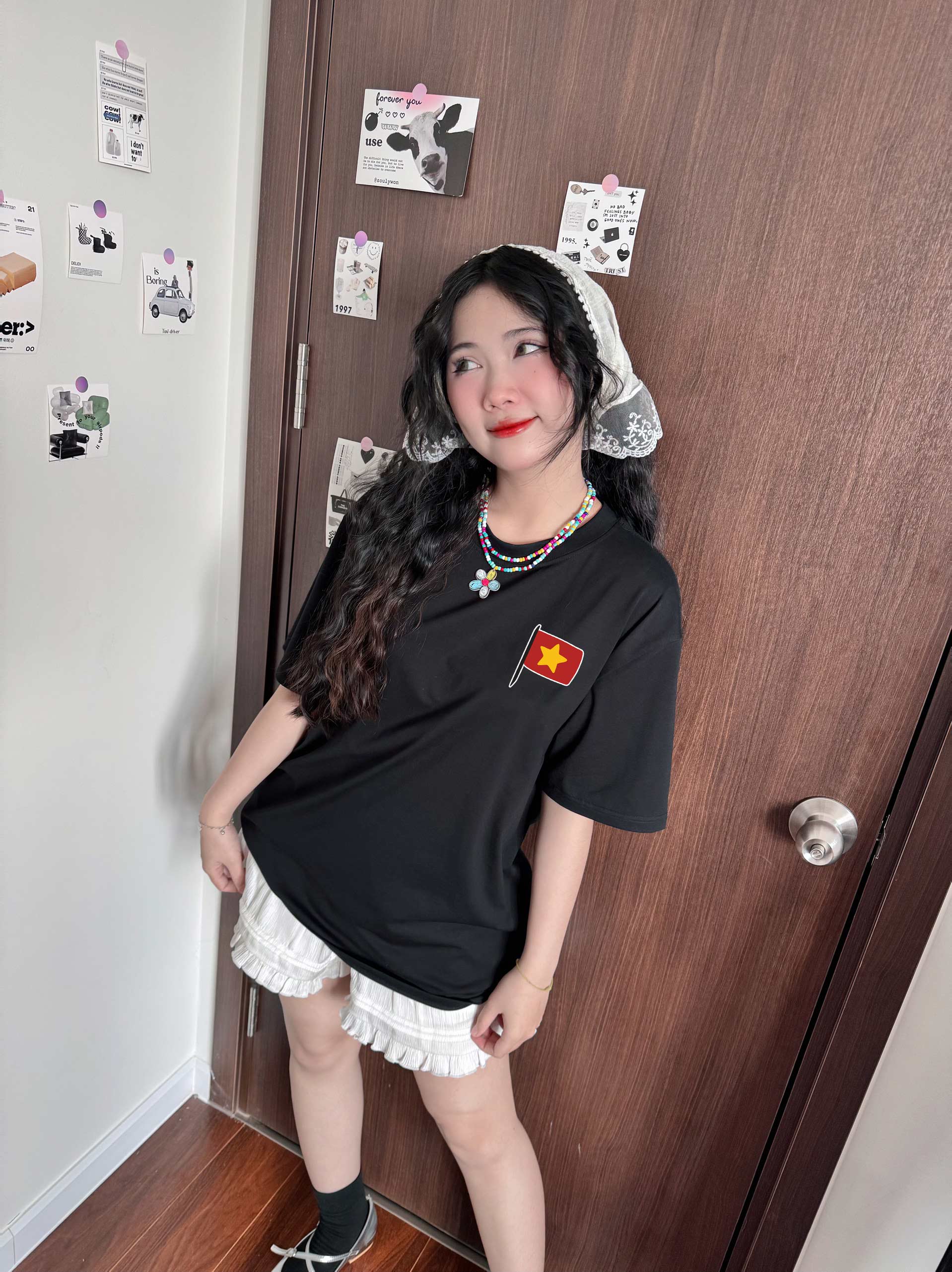 Áo thun Việt Nam tôi yêu form rộng 2120 Miucho cổ tròn vải cotton 4c 220gsm thoáng mát in mix_thumbnail_2