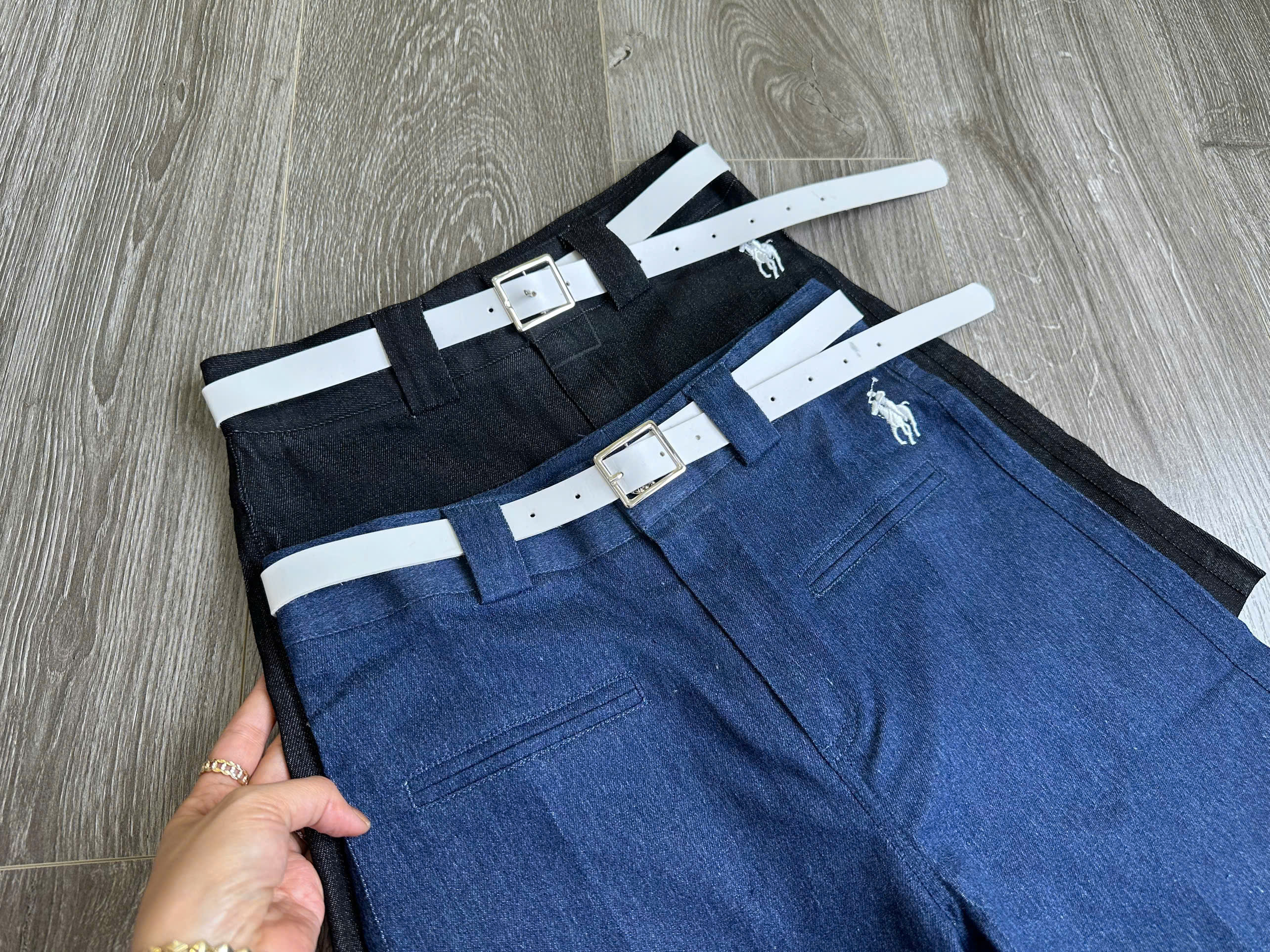 Quần short thêu ngựa kèm belt ( XANH )_thumbnail_6