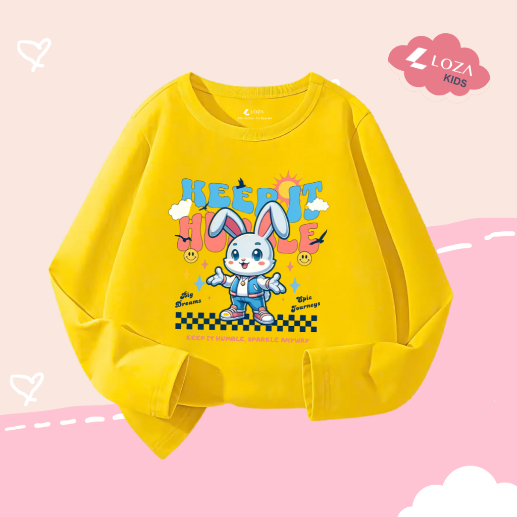Áo thun dài tay bé gái in thỏ thi chạy - Loza Kids  KT3258_thumbnail_5