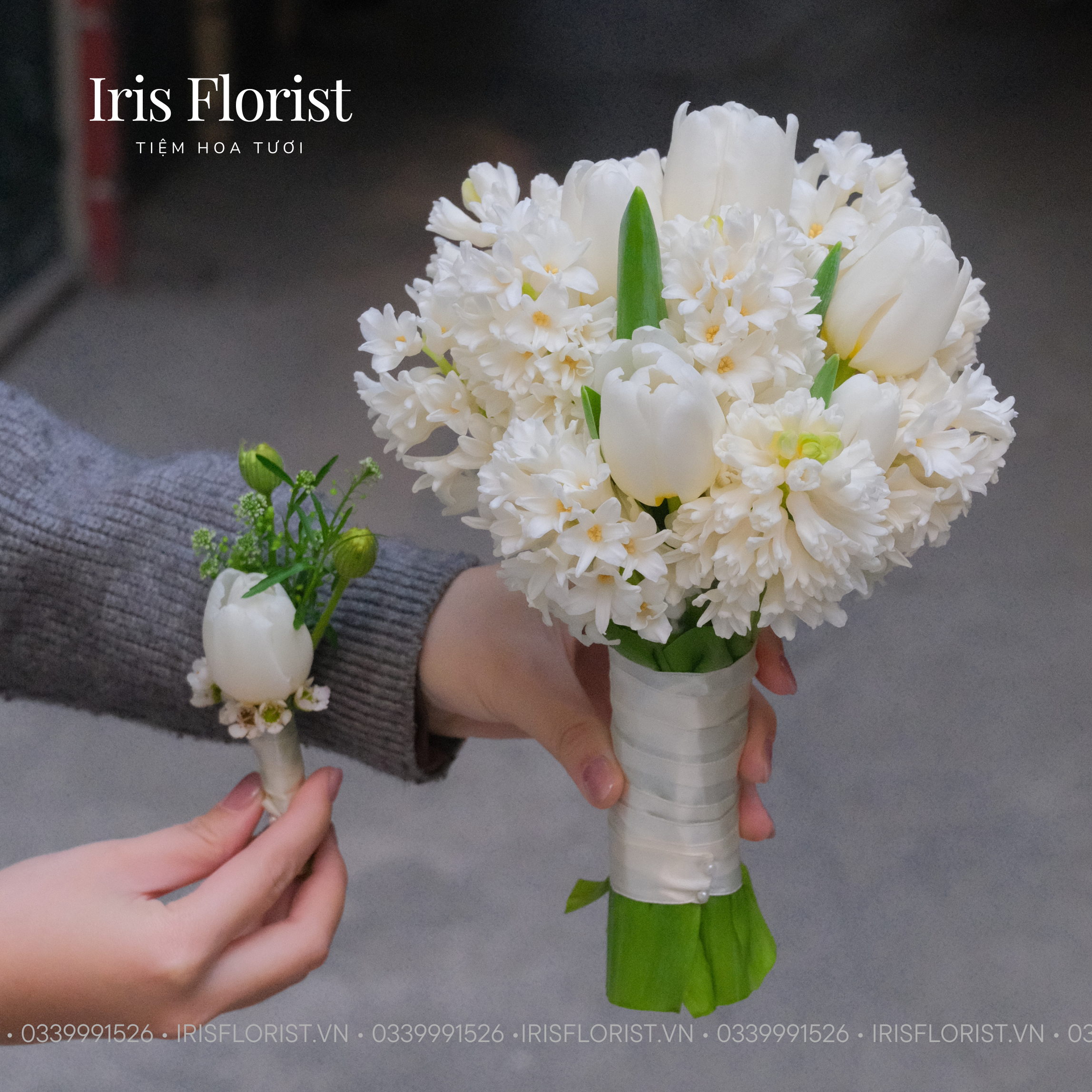 Bó hoa cưới dạ lan hương mix tulip trắng_thumbnail_1