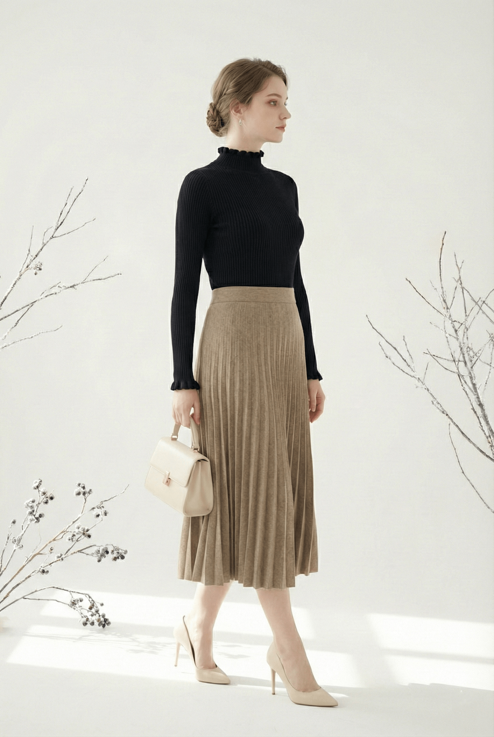 Áo len cổ lọ tay dài có trang trí bèo cổ và tay_thumbnail_4