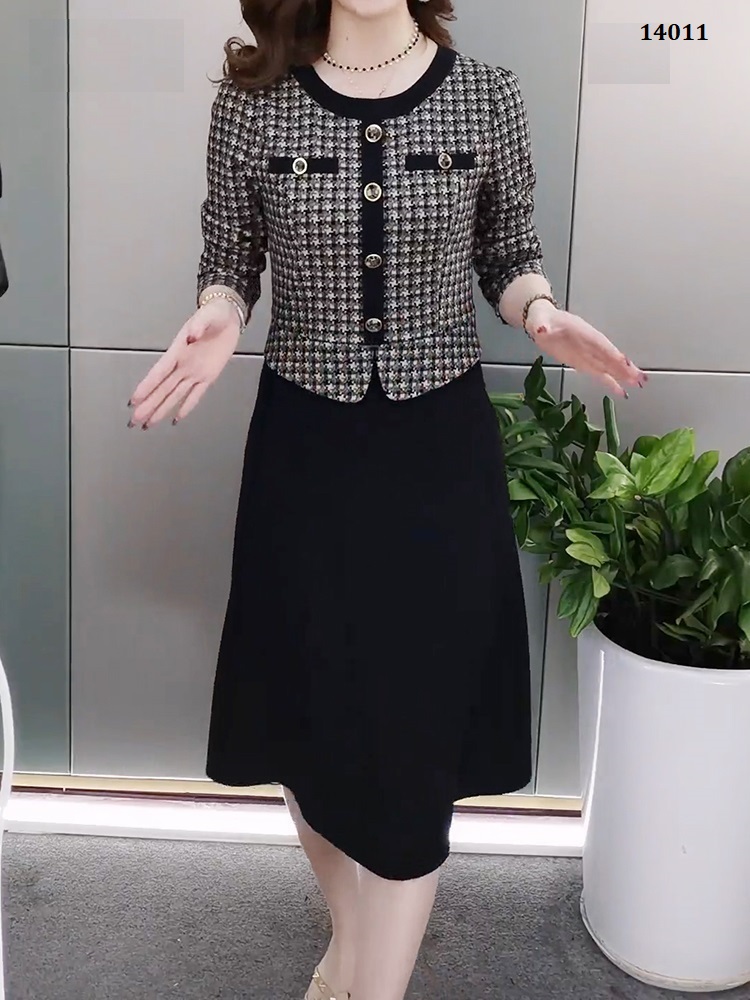 14011-Đầm xuông tay dài kẻ sọc cổ tròn kết nút  (thun lụa in)FREESHIP_thumbnail_2