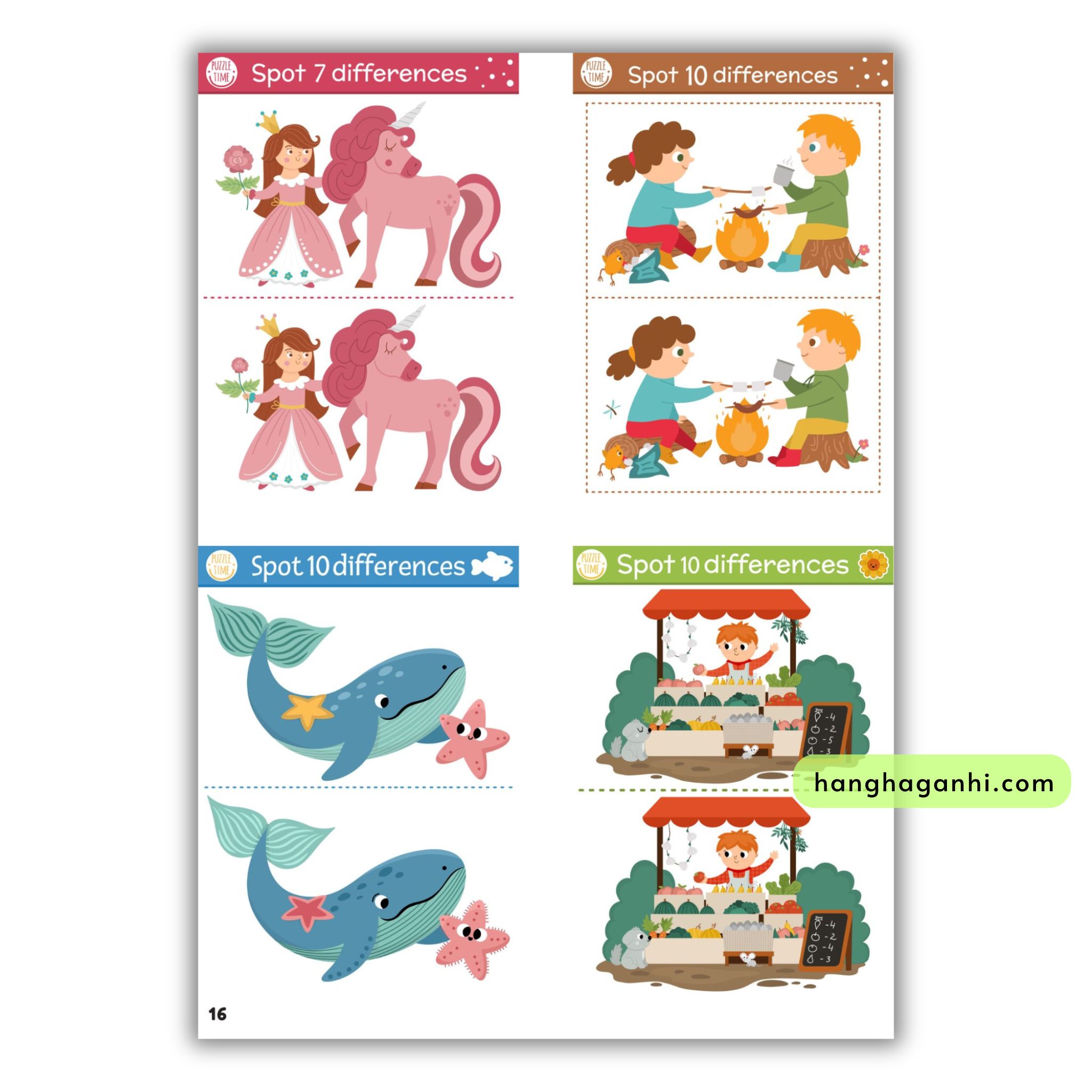 Học liệu Spot the Differences, luyện tư duy tập trung tìm điểm khác biệt giữa 2 bức tranh, ép plastic, tặng bút viết xóa_thumbnail_10