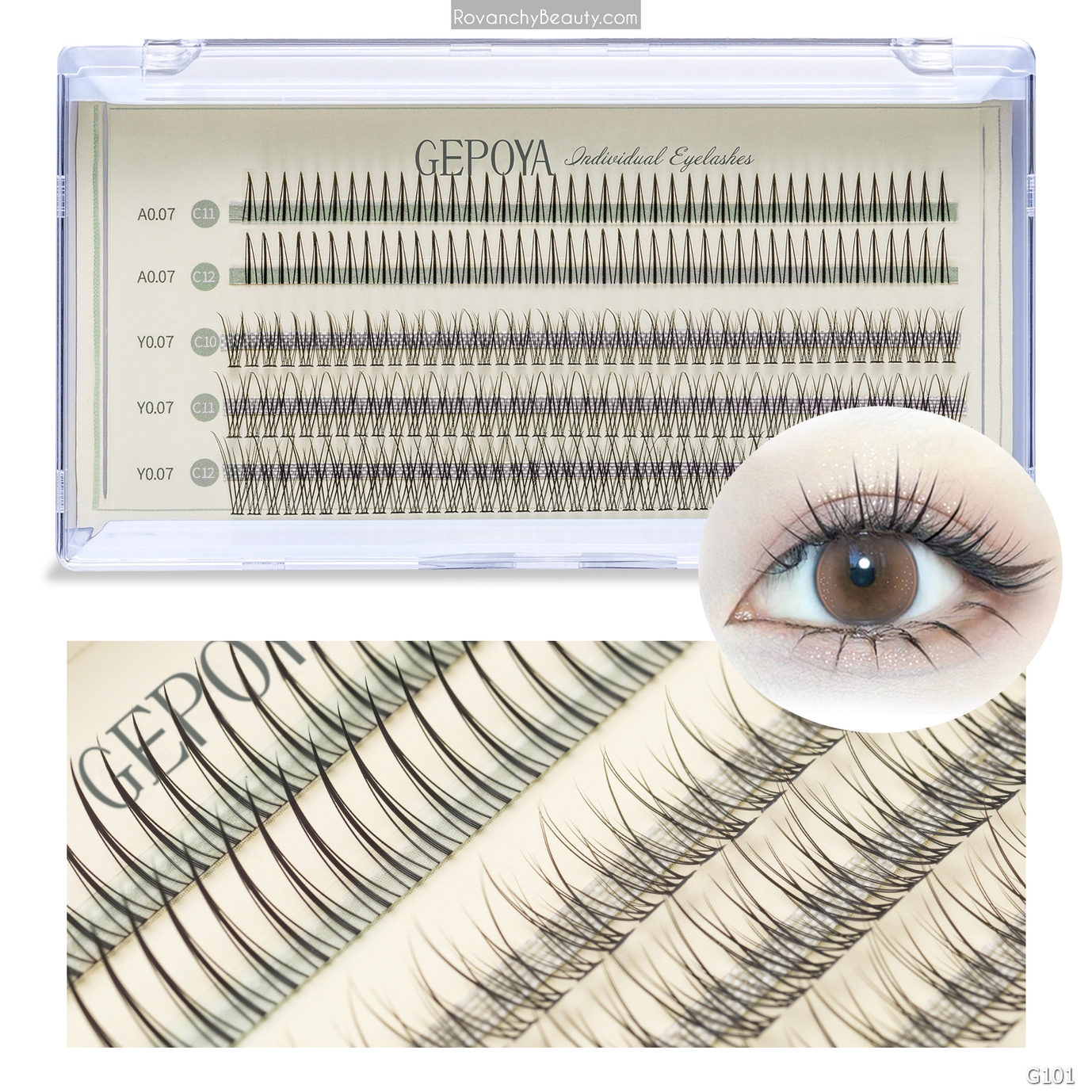 G101 Lông Mi Giả GEPOYA 120 Clusters - Tự Nhiên, Nhẹ, Dễ Gắn, Không Gây Kích Ứng - Mi Giả Tự Dán Chuyên Nghiệp