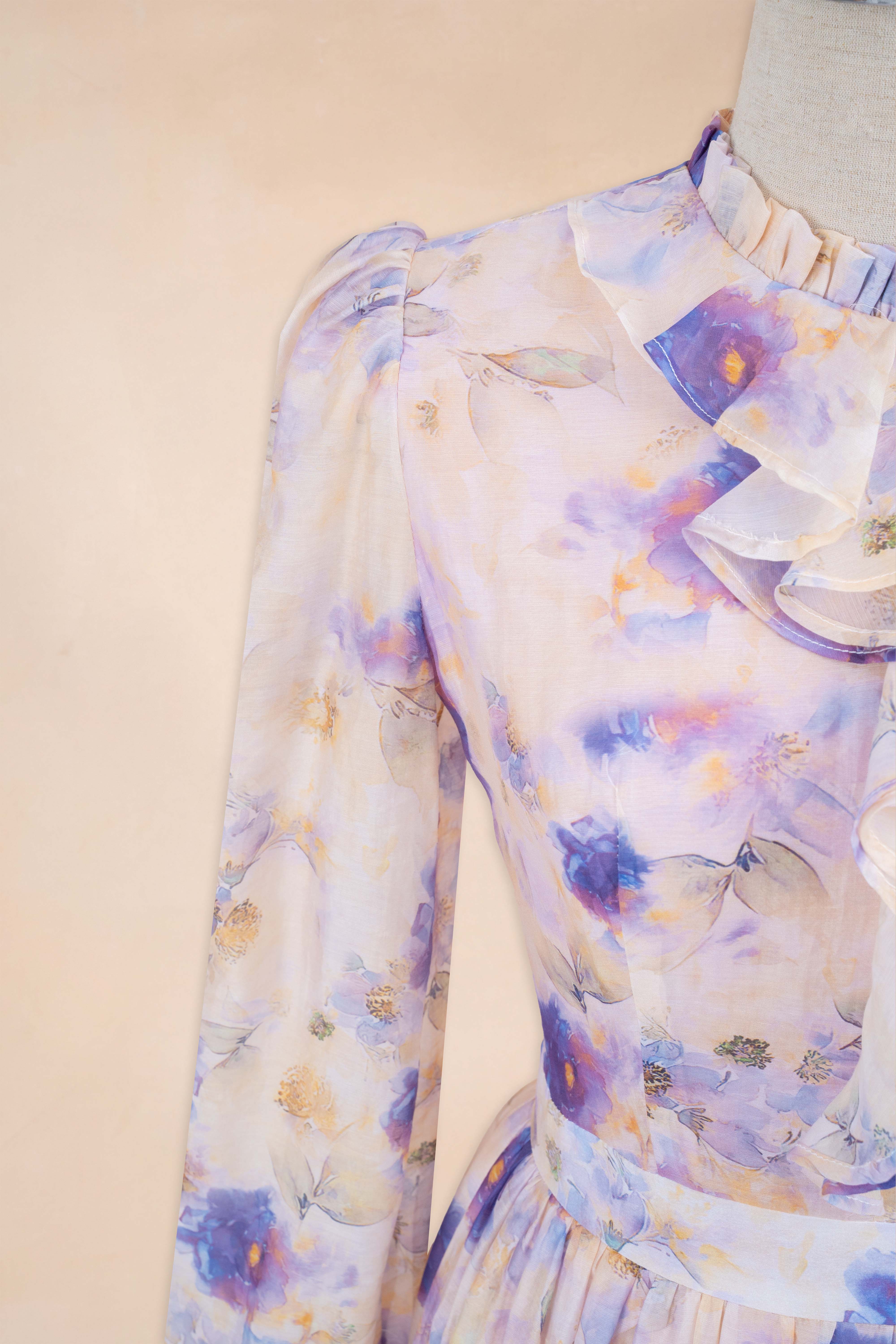 Đầm Xoè Hoa Tím Cổ Bèo_thumbnail_3