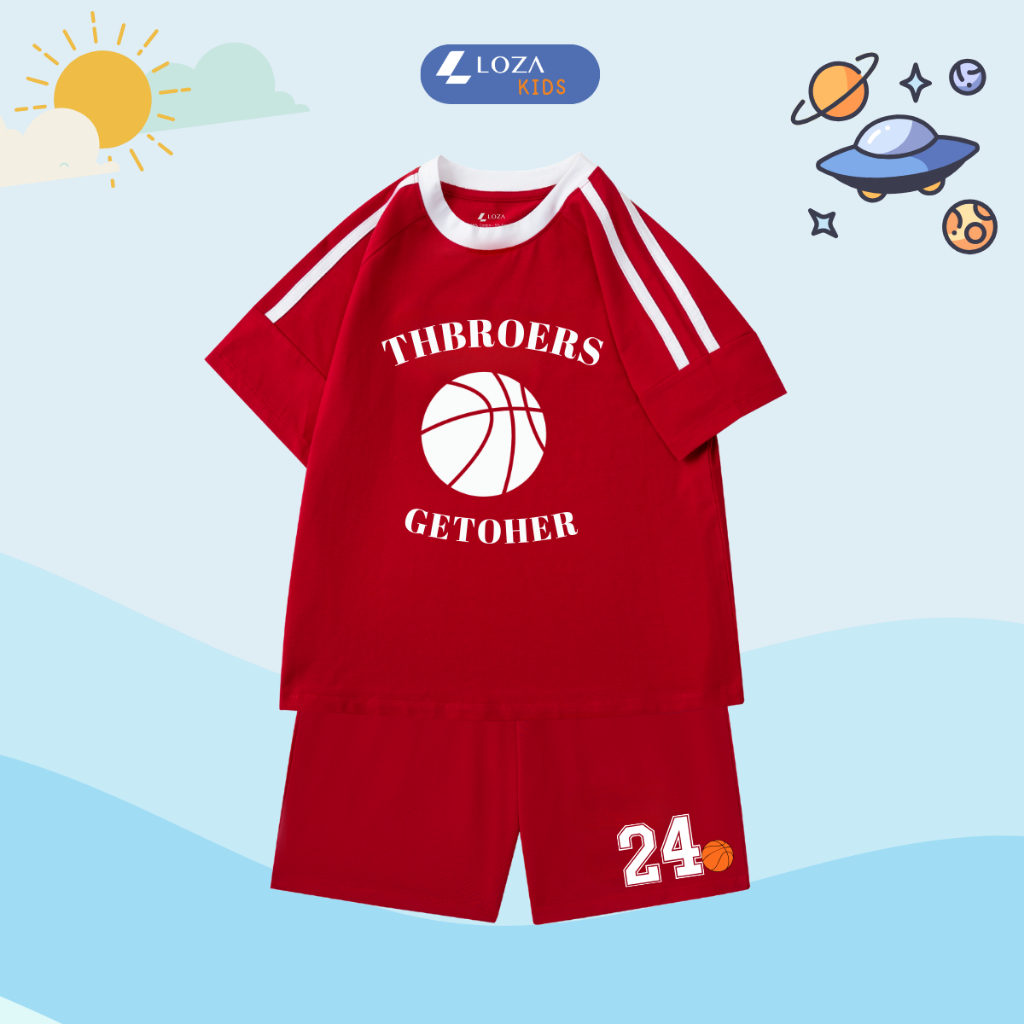 Đồ bộ bé trai phối viền in hình quả bóng số 24 - Loza BF369_thumbnail_0
