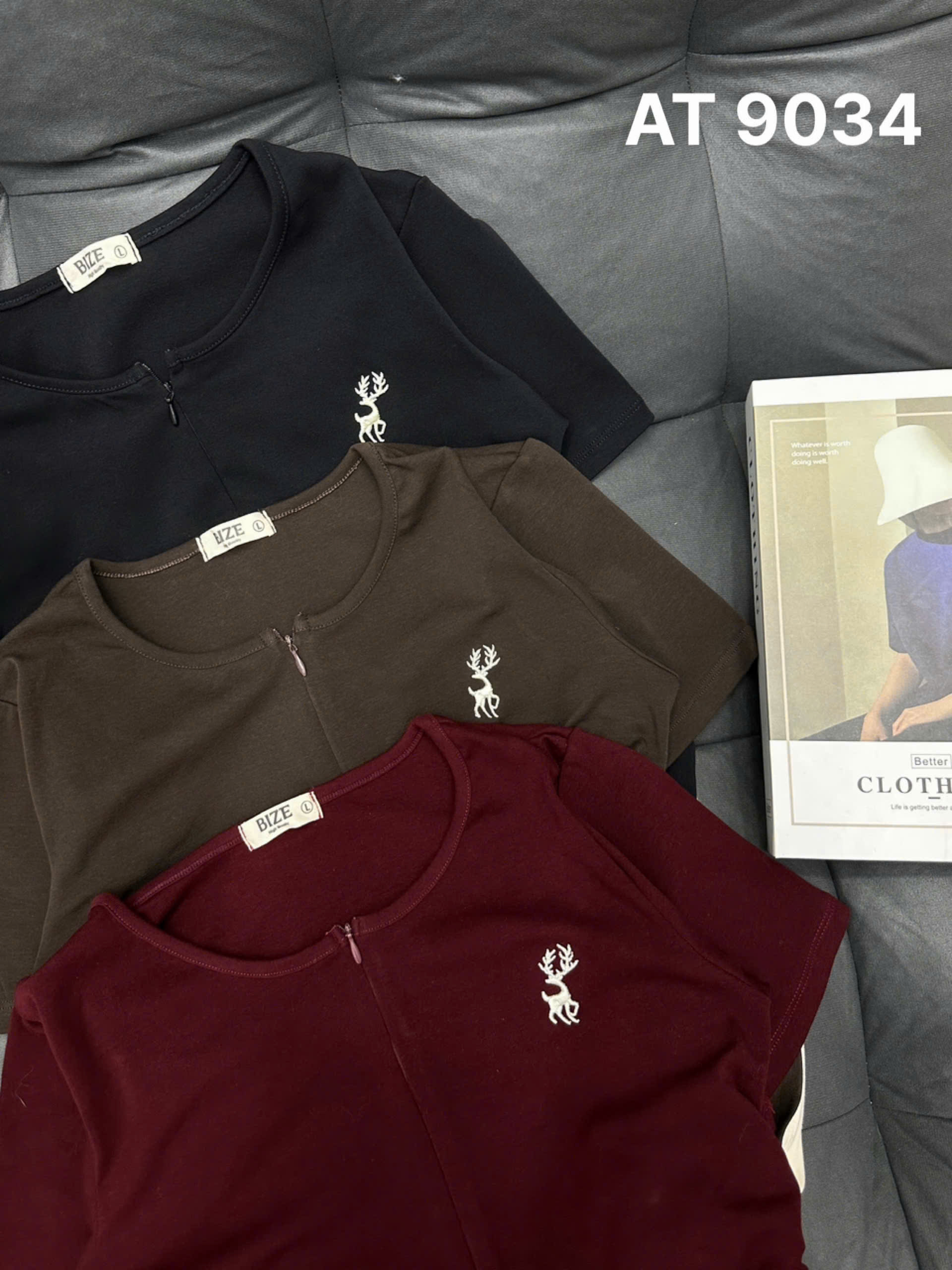 Áo thun thêu hươu phối dây kéo trước bigsize AT9034 dành cho nàng béo mập từ 55-90kg_thumbnail_8